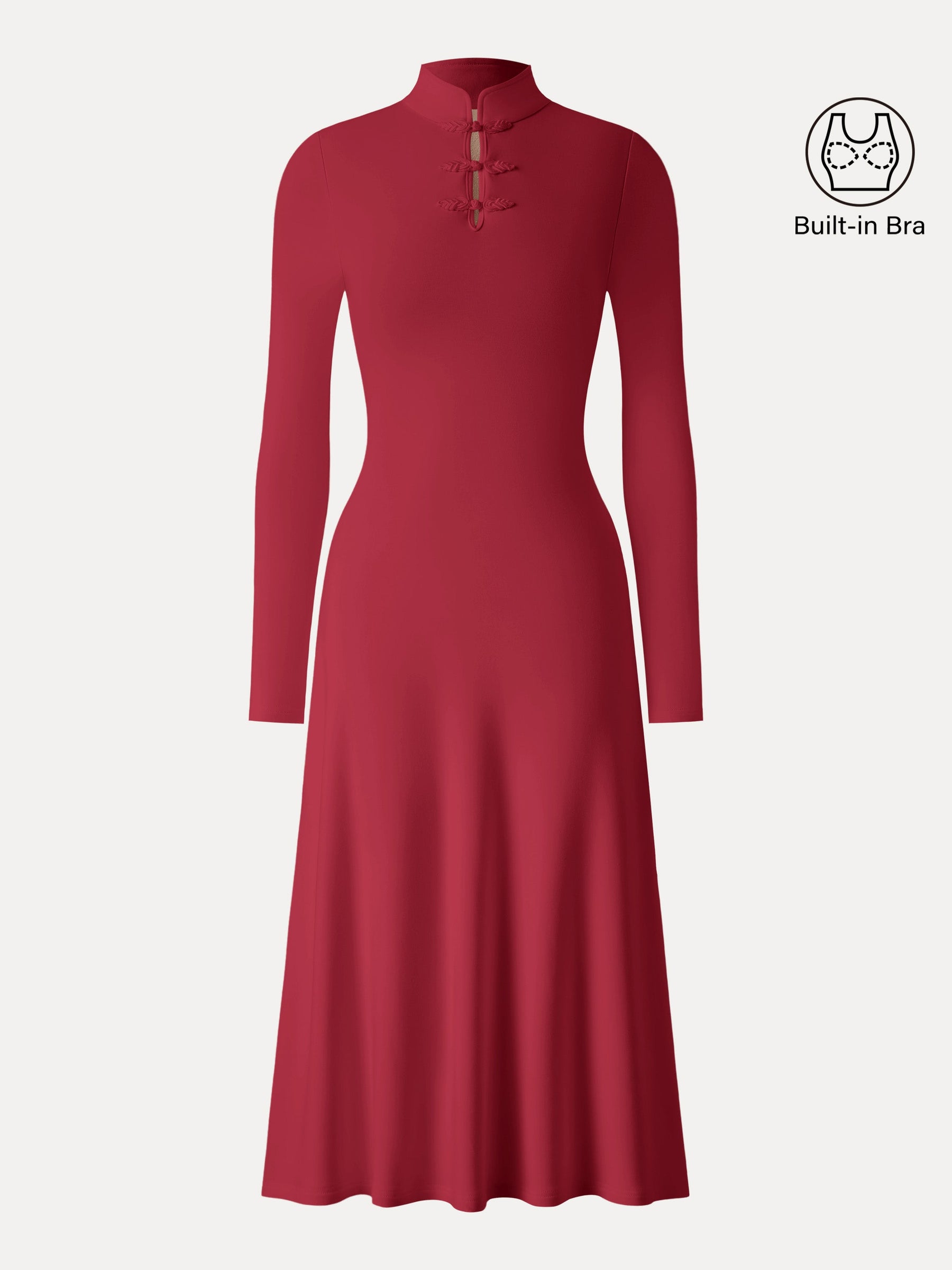 Mandarin Collar Frog Button Midi Bra Dress Limited Edition