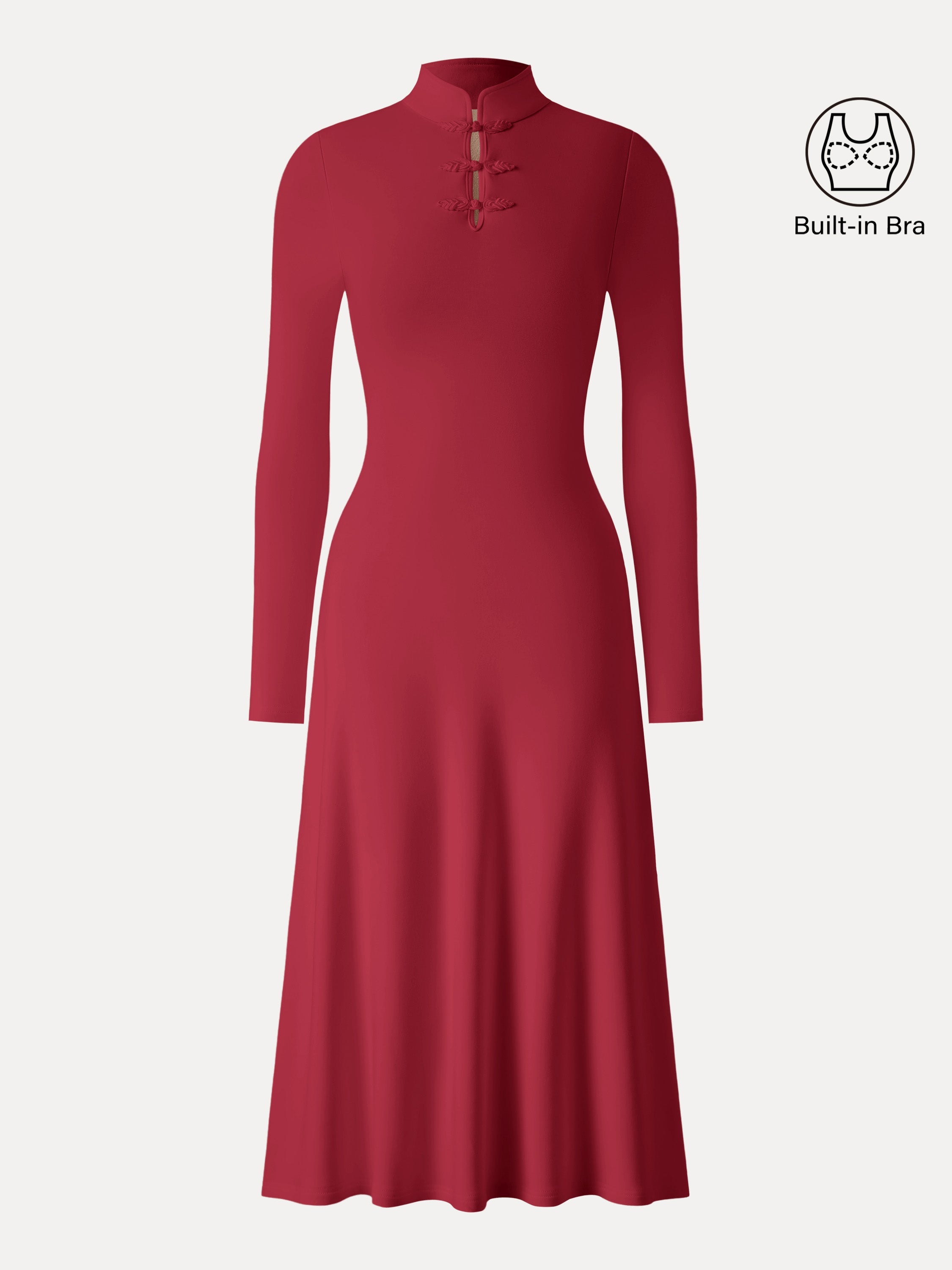 Mandarin Collar Frog Button Midi Bra Dress Limited Edition