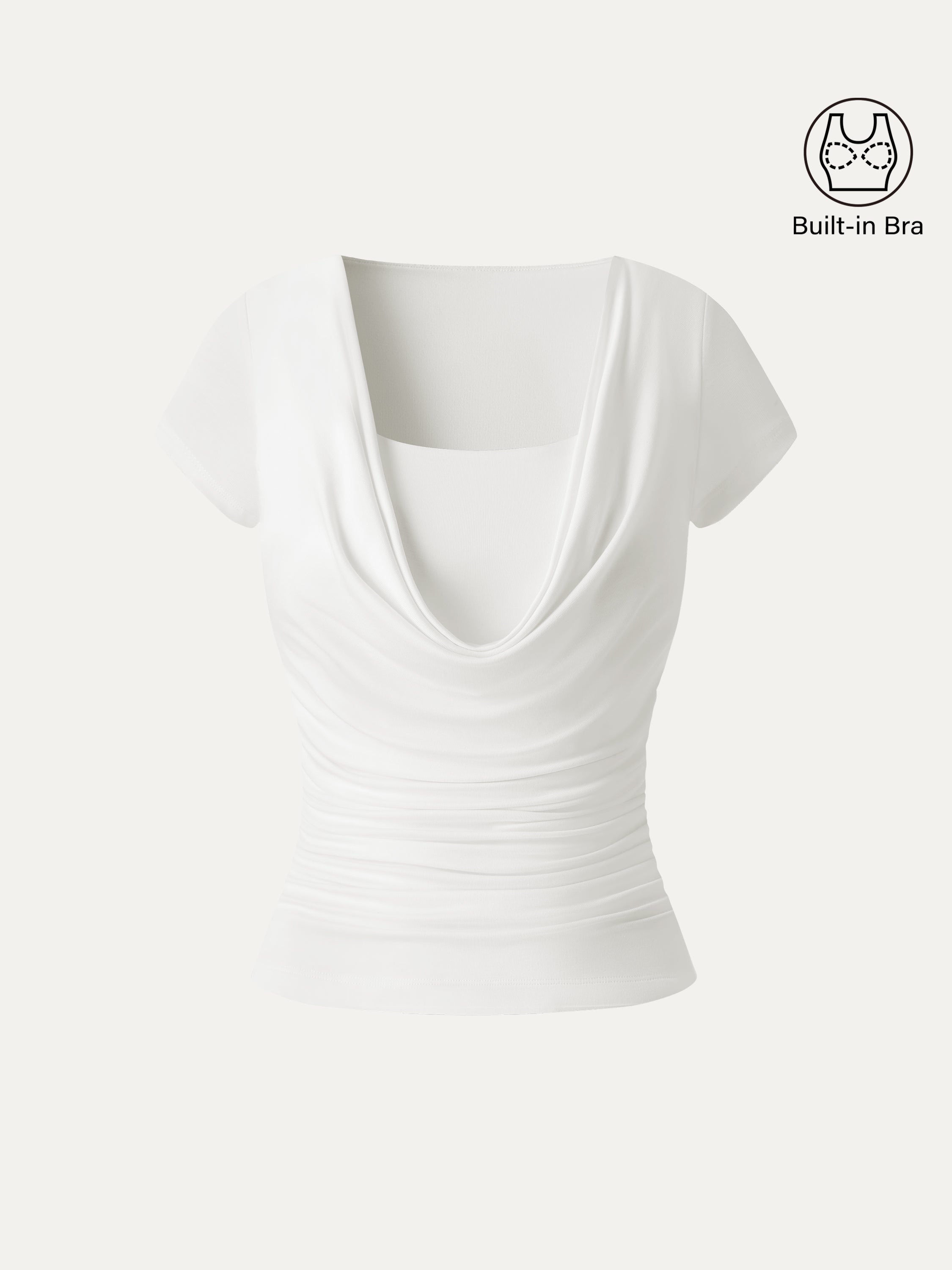 Smoothing Cowl Neck Ruched Bra Top