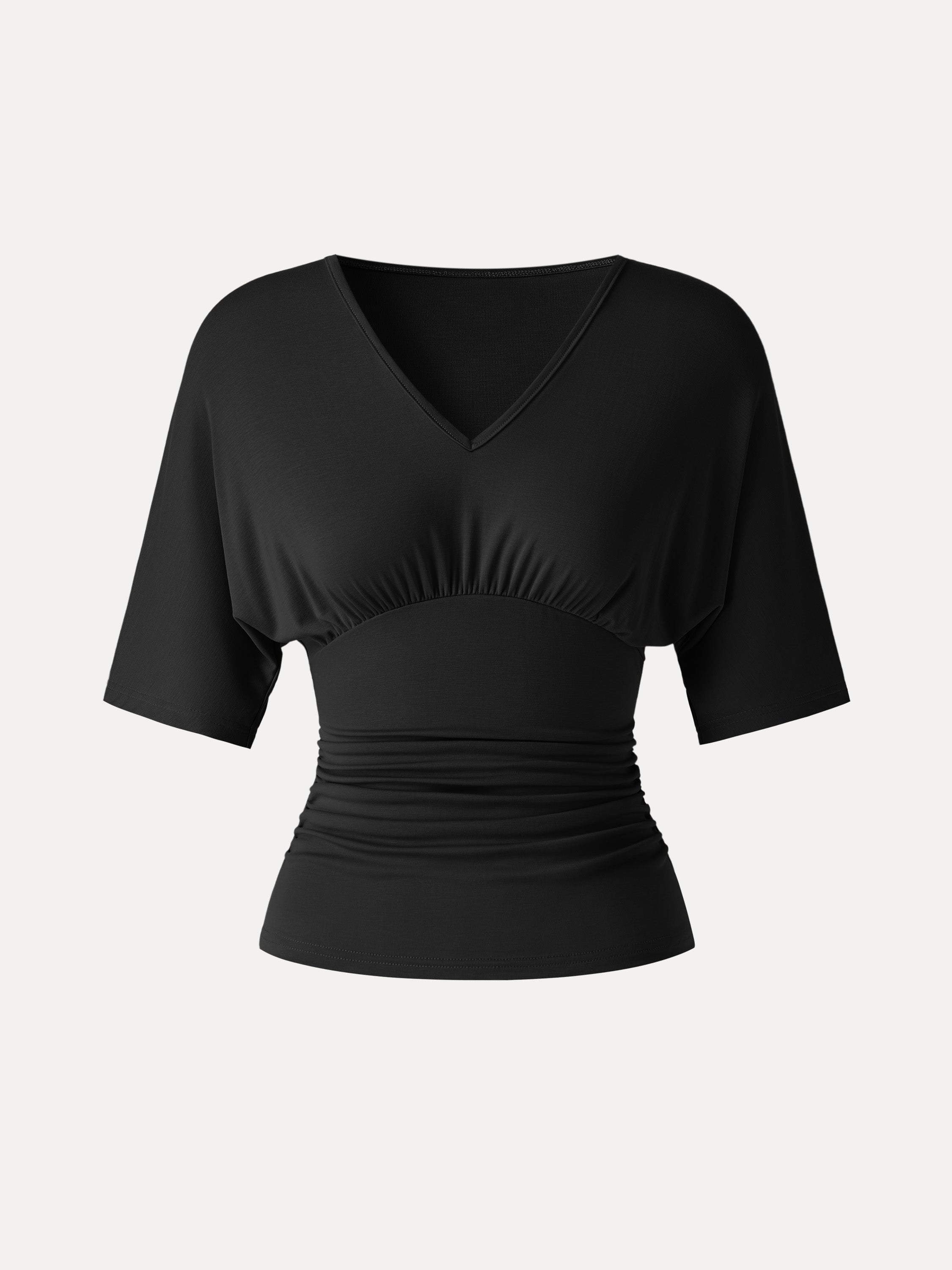 CoolTouch V-Neck Ruched Short Sleeve Summer Tee