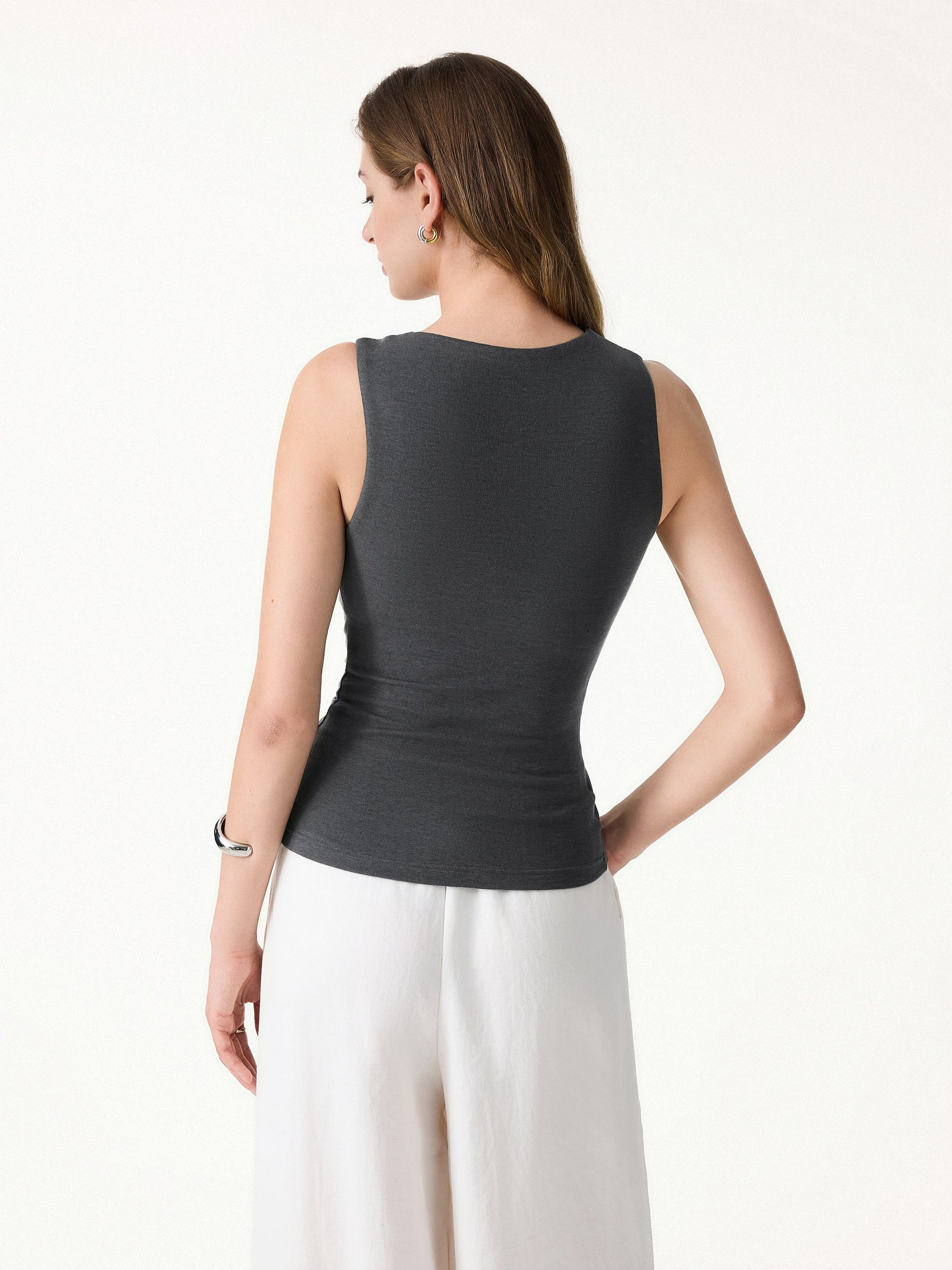 Sweat-Wicking Asymmetrical Neck Knotted Bra Tank