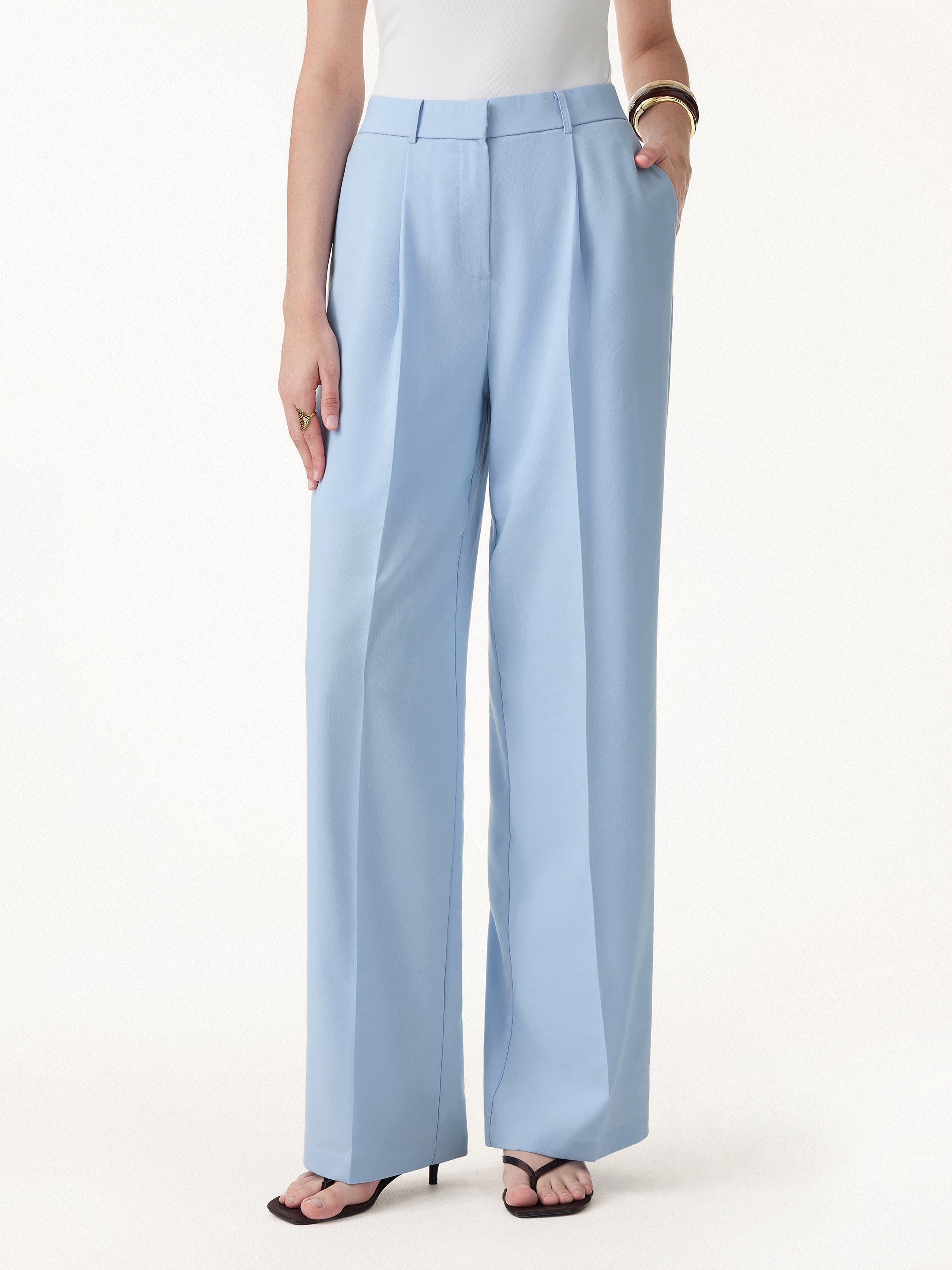 Linen Blend Wide Leg Pants