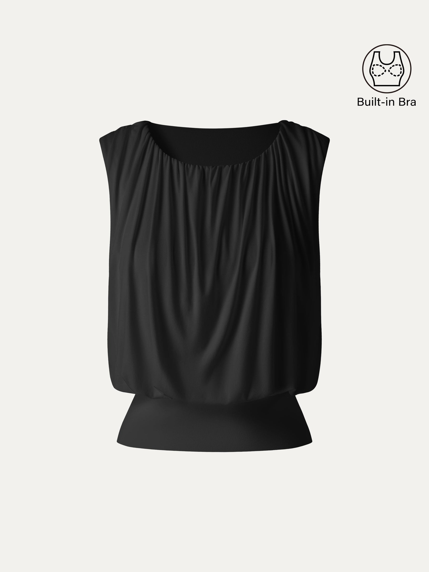 Round Neck Gathered Sleeveless Bra Top