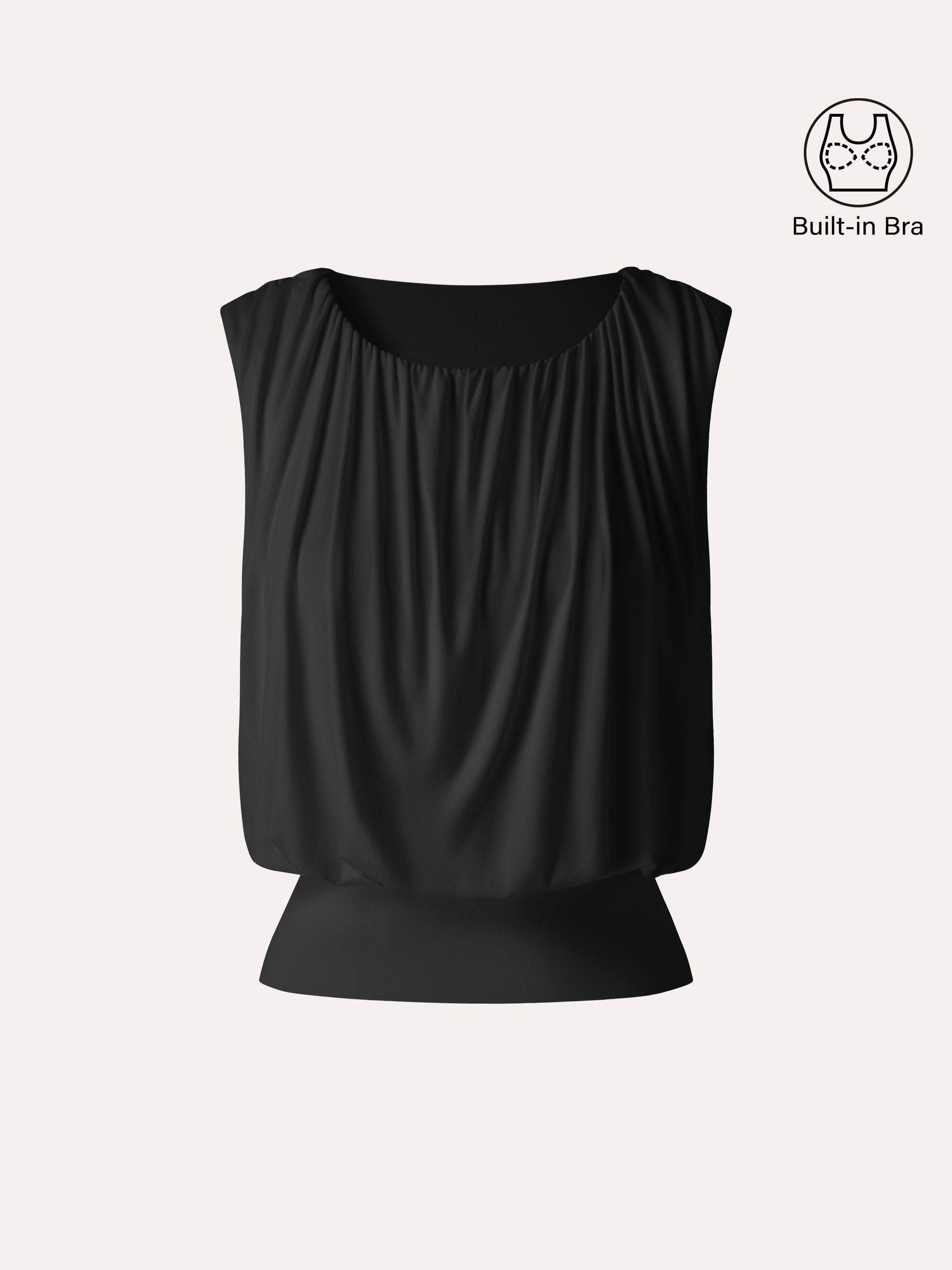 Round Neck Gathered Sleeveless Bra Top