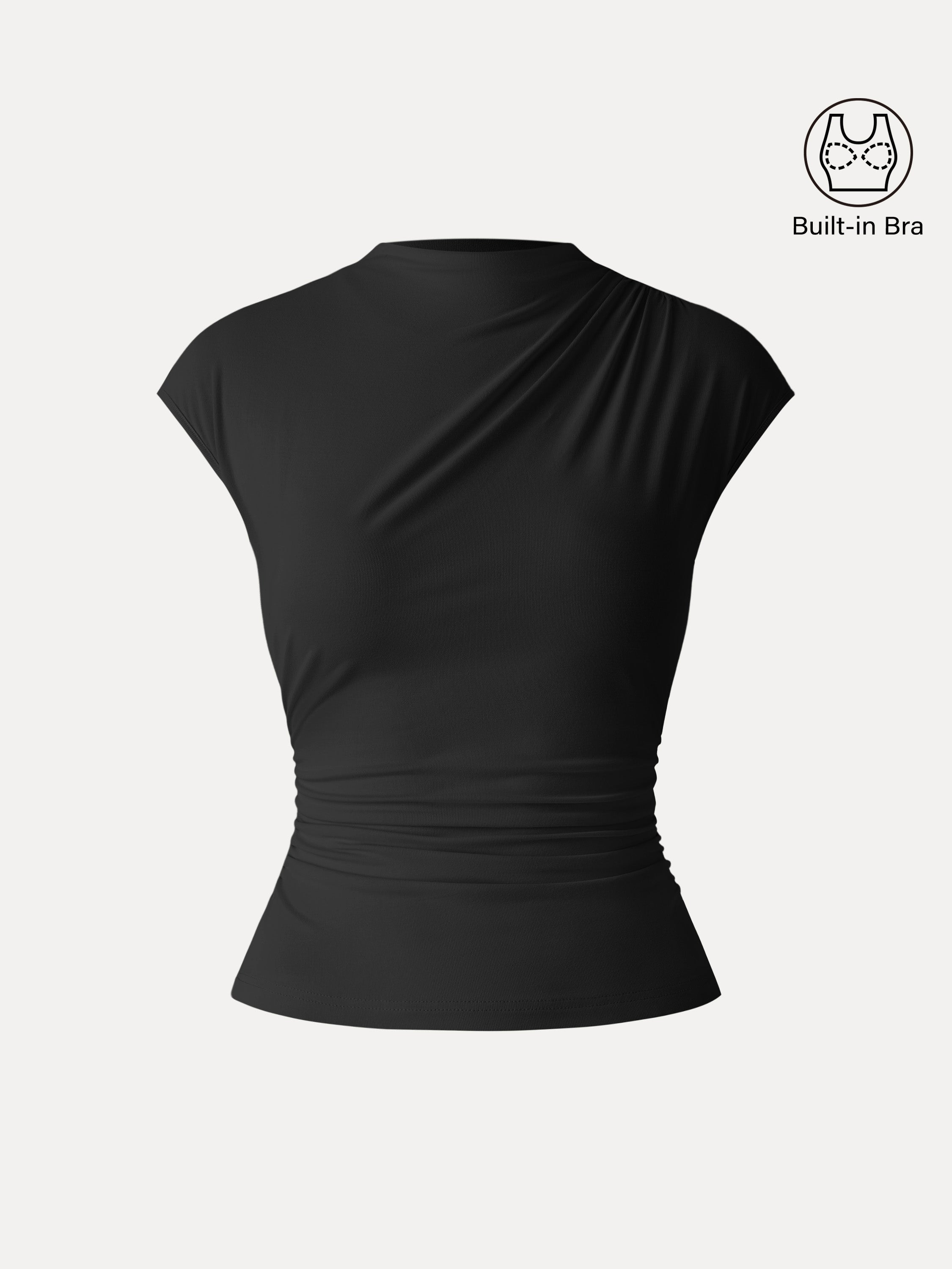 SkinKiss Mockneck Ruched Cropped Bra Top