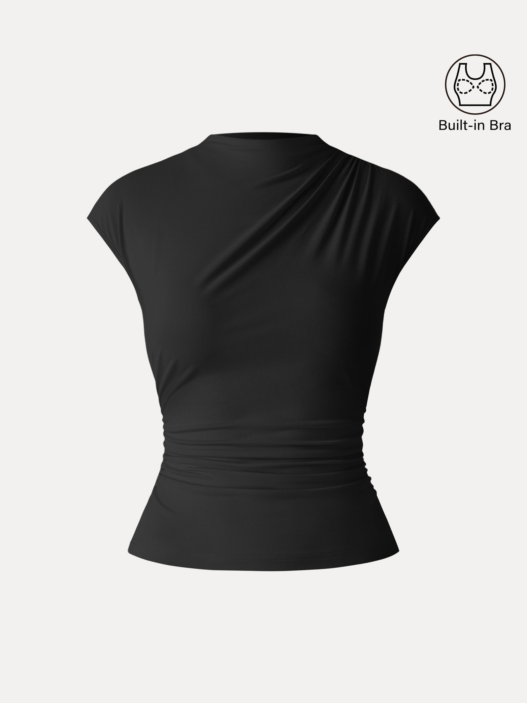 SkinKiss Mockneck Ruched Cropped Bra Top