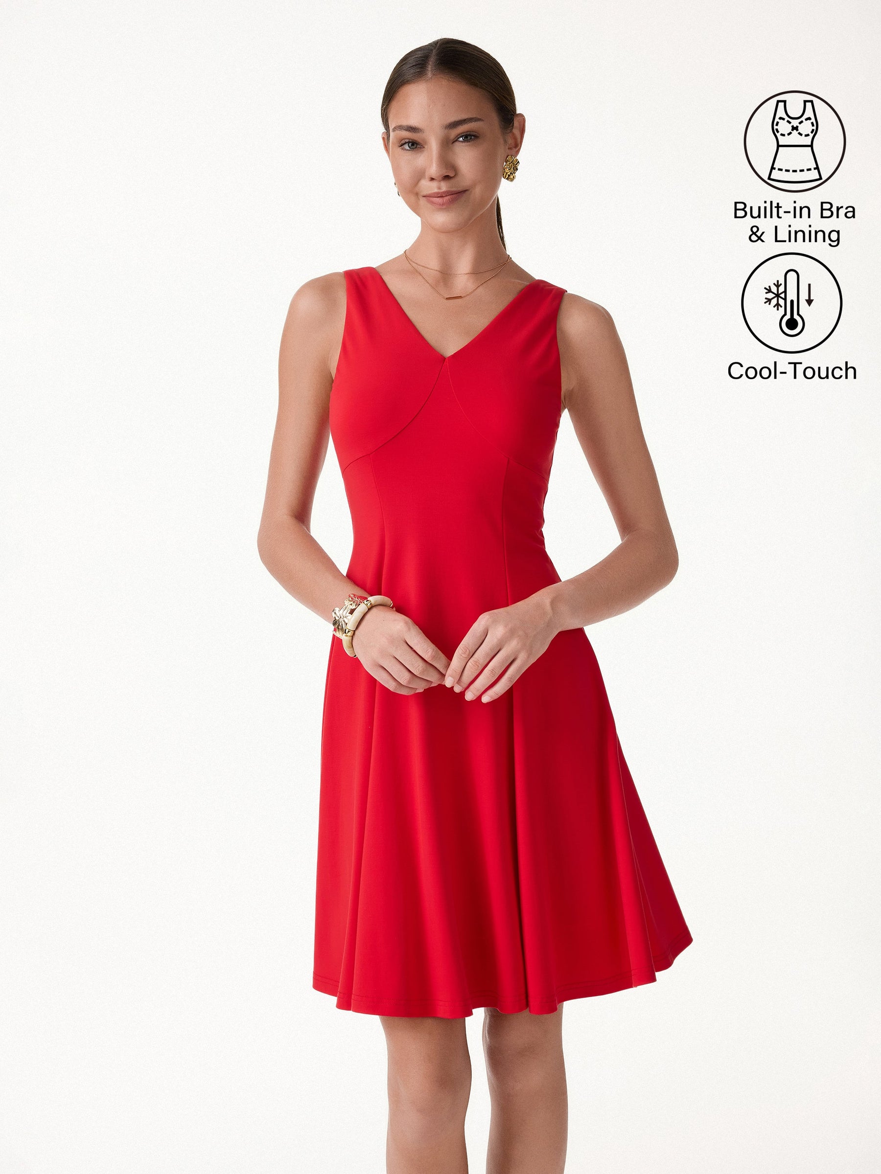 CoolTouch V-Neck Travel Mini Dress with Pockets