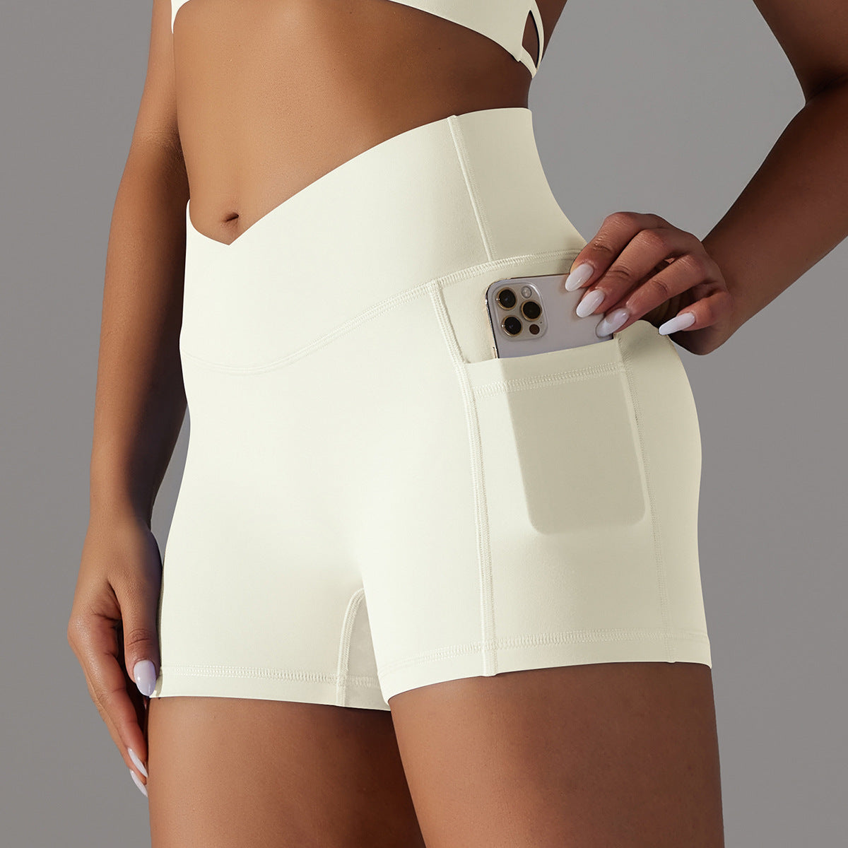 Women's Yoga Shorts with Phone Pocket - Fitness Sports Pants