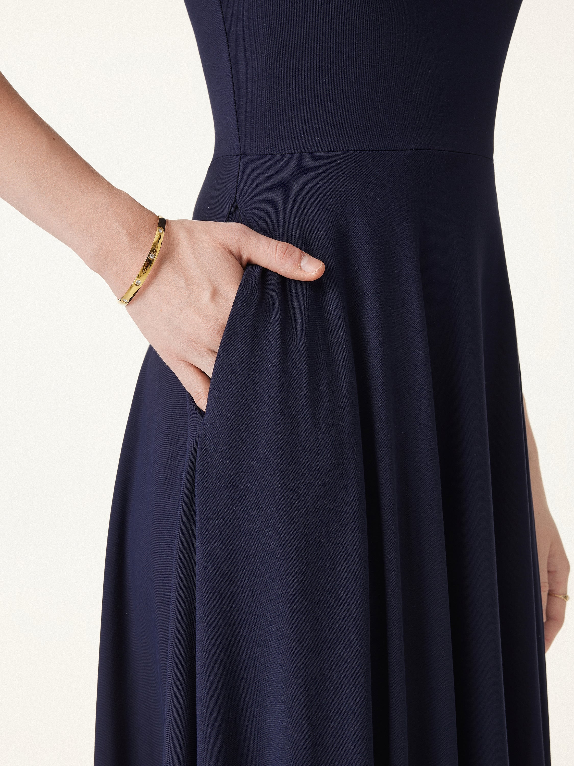 Flowy Square Neck Short Sleeve Midi Bra Dress