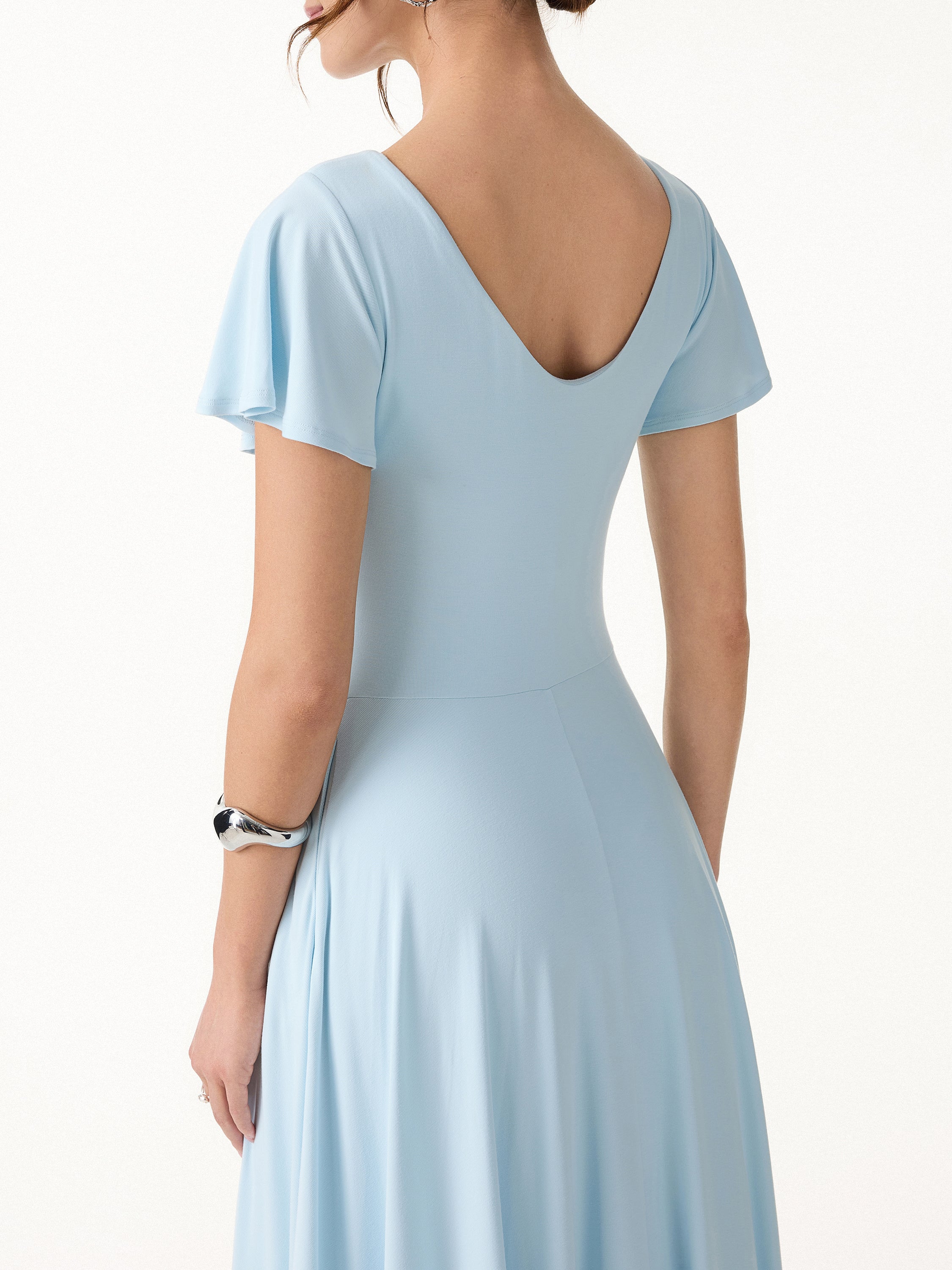 SkinKiss Boatneck Fit-and-Flare Maxi Travel Bra Dress with Pockets