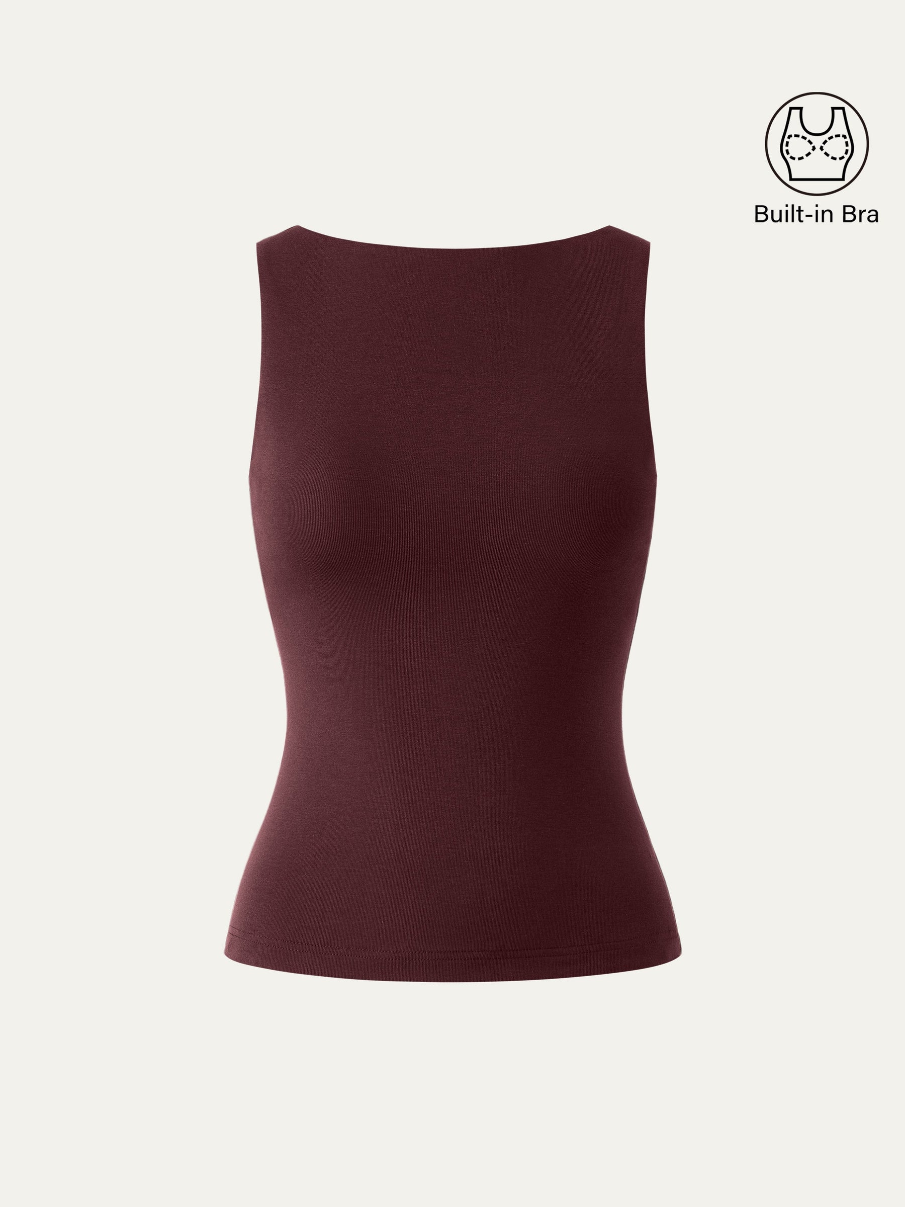 Stretch Cotton Boatneck Bra Tank