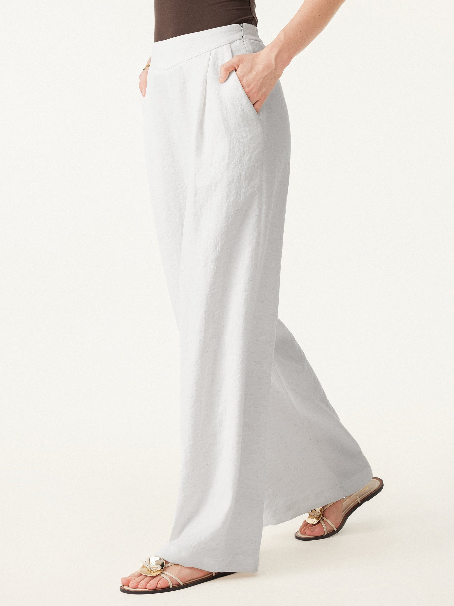 Breezy Linen-Like Mid Rise Wide Leg Pant with Pockets