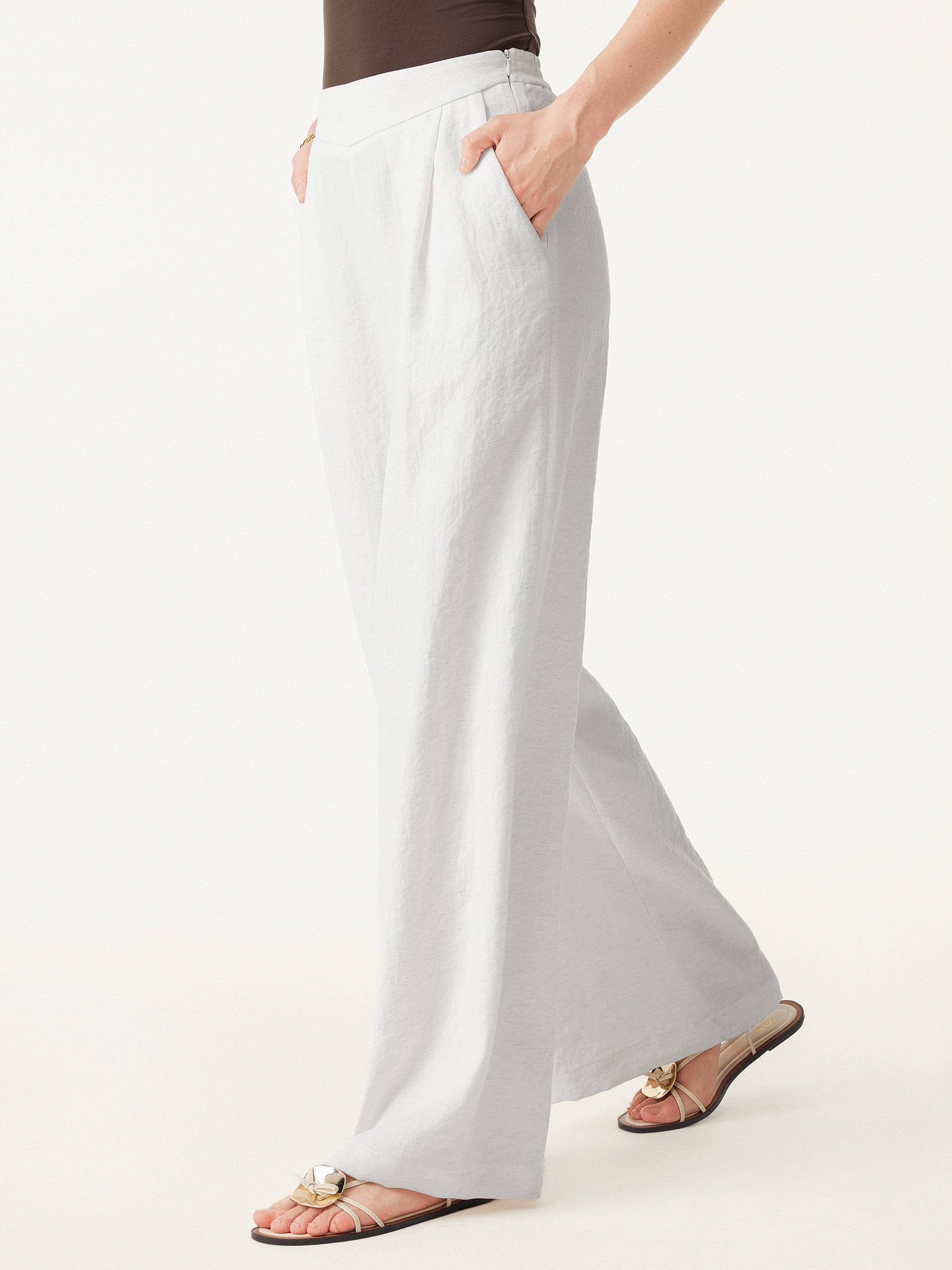 Breezy Linen-Like Mid Rise Wide Leg Pant with Pockets