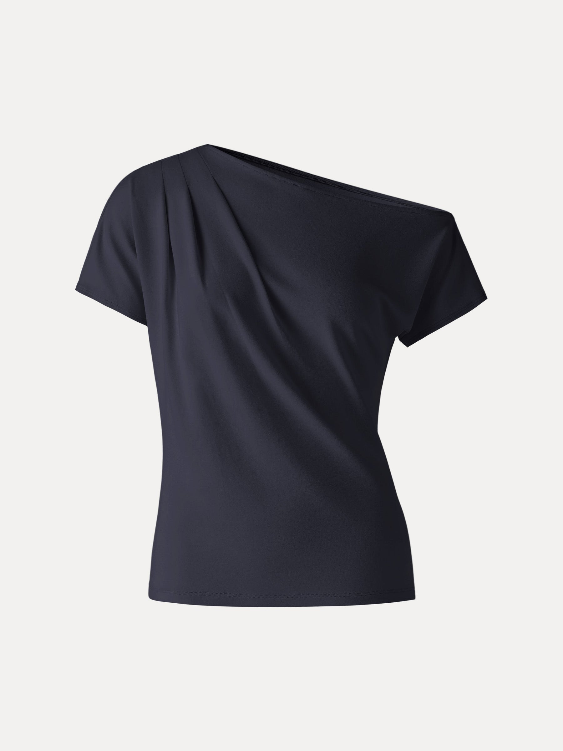 Cotton-Lyocell Effortless Asymmetrical Tucked Tee
