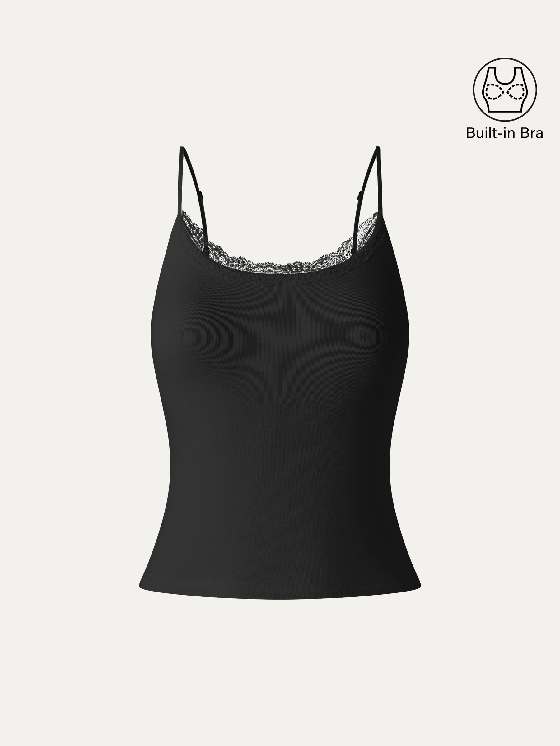 Lace Trim Scoop Neck Spaghetti Bra Top