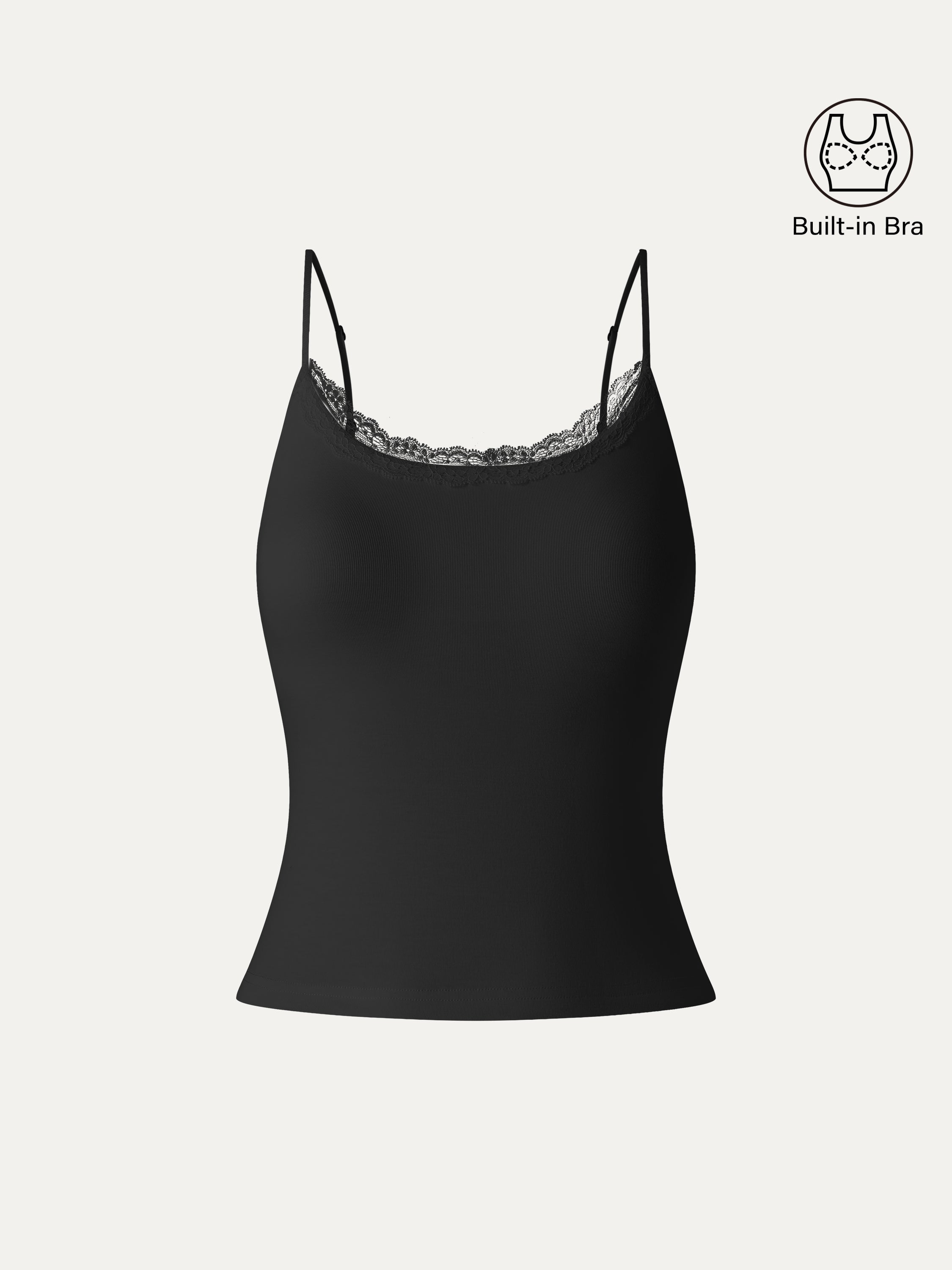 Lace Trim Scoop Neck Spaghetti Bra Top