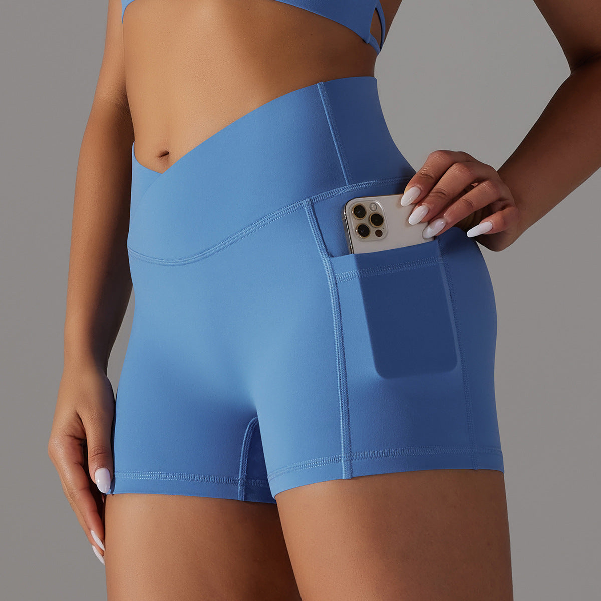 Women's Yoga Shorts with Phone Pocket - Fitness Sports Pants