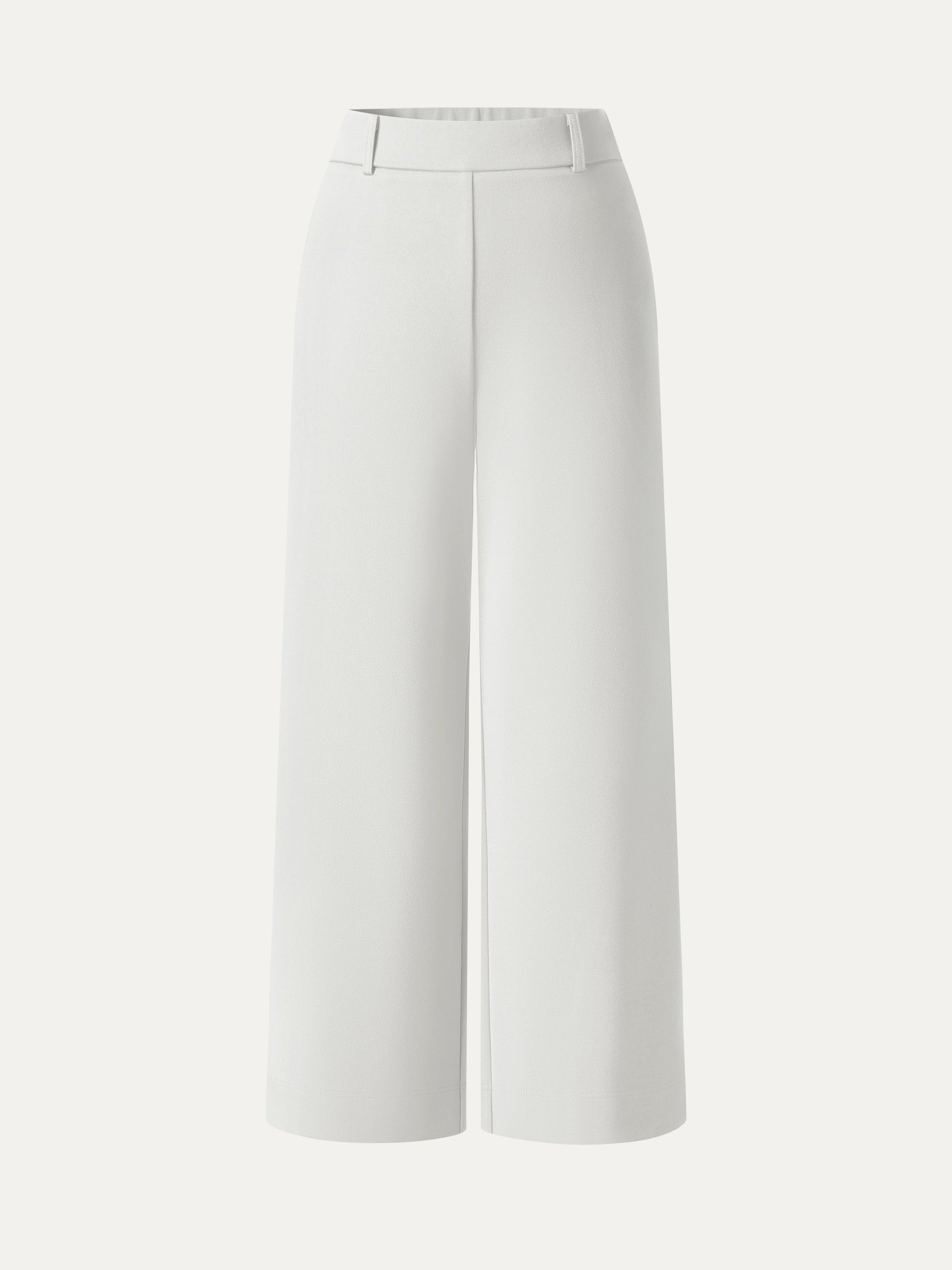Not-See-Thru Mid Rise Cropped Wide Leg Pants with Pockets