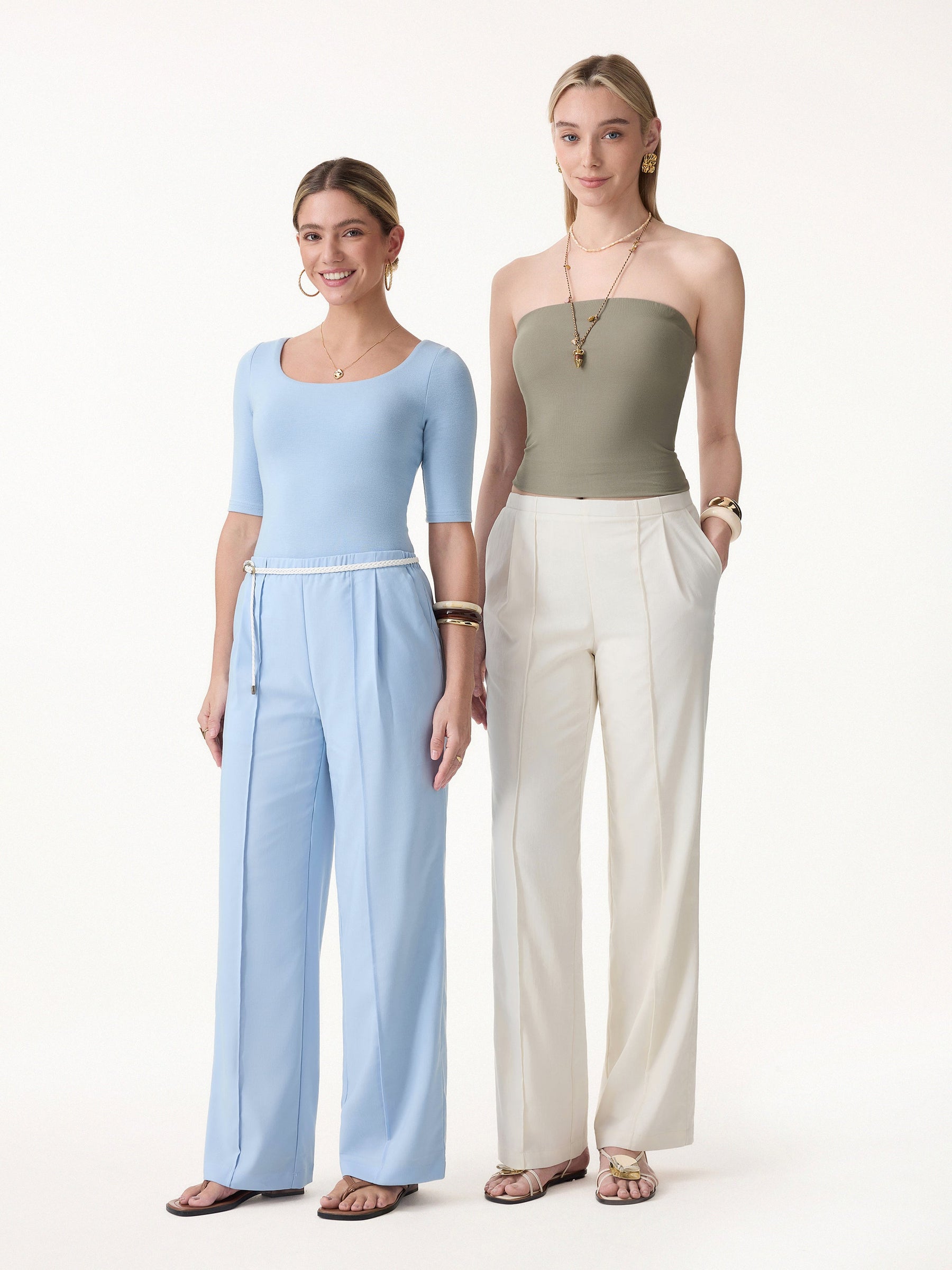 Lyocell-Linen Pintuck Wide Leg Vacay Pant