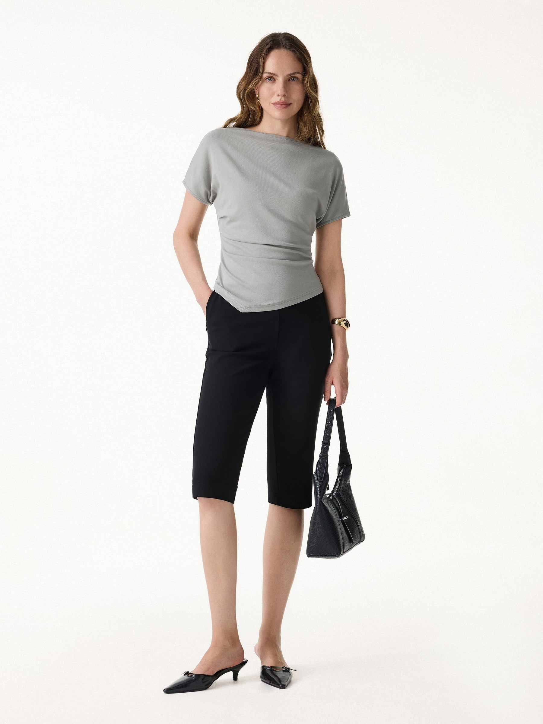 Stretch Ponte Chic Capri Pant with Pockets