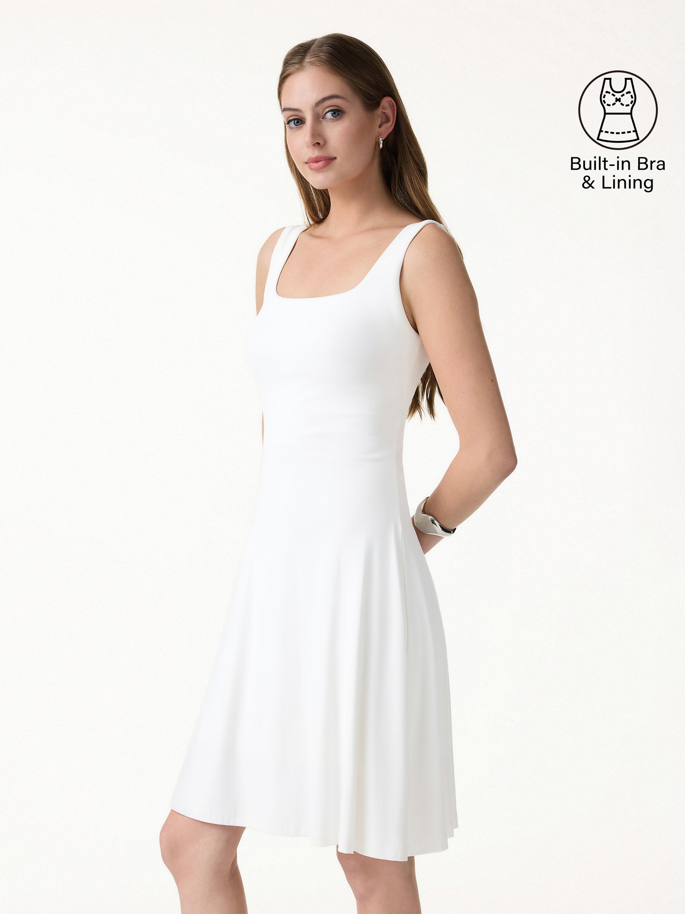 SkinKiss Cooling Square Neck Mini Bra Dress
