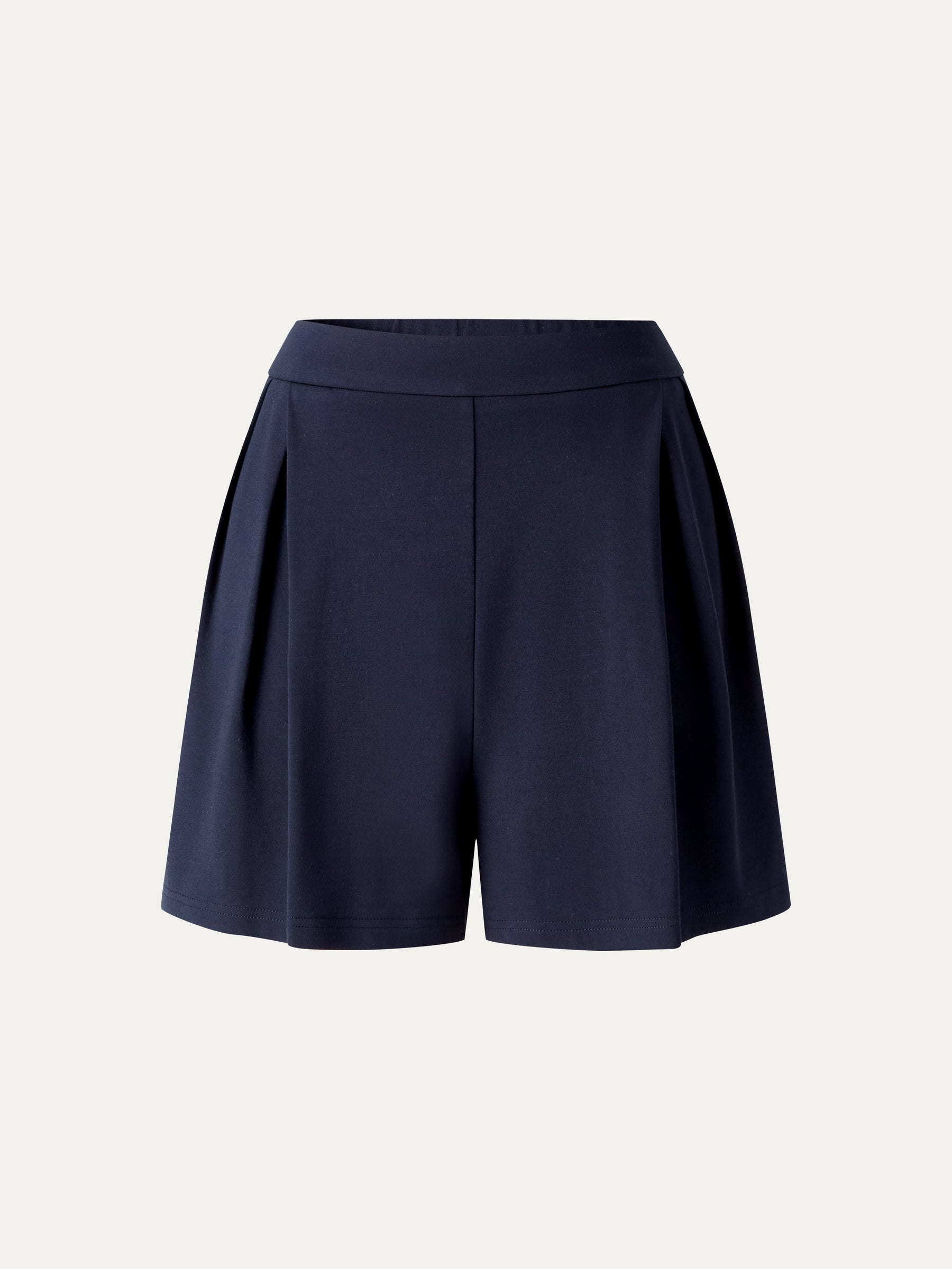Stretch Ponte Pleated Wide Leg Shorts