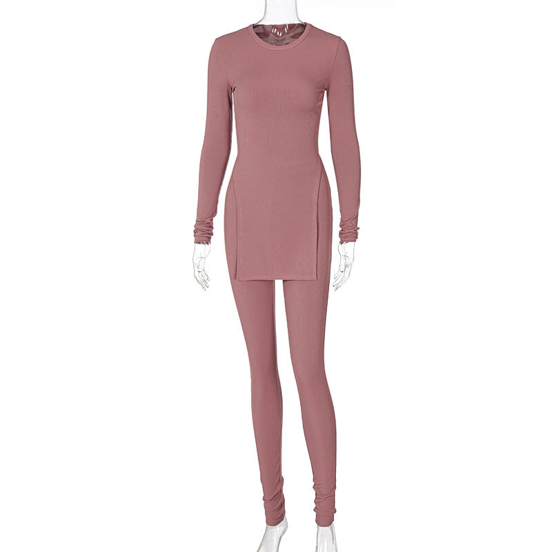 Women's Ribbed 2-Piece Suit - Textured Top & Trousers Set