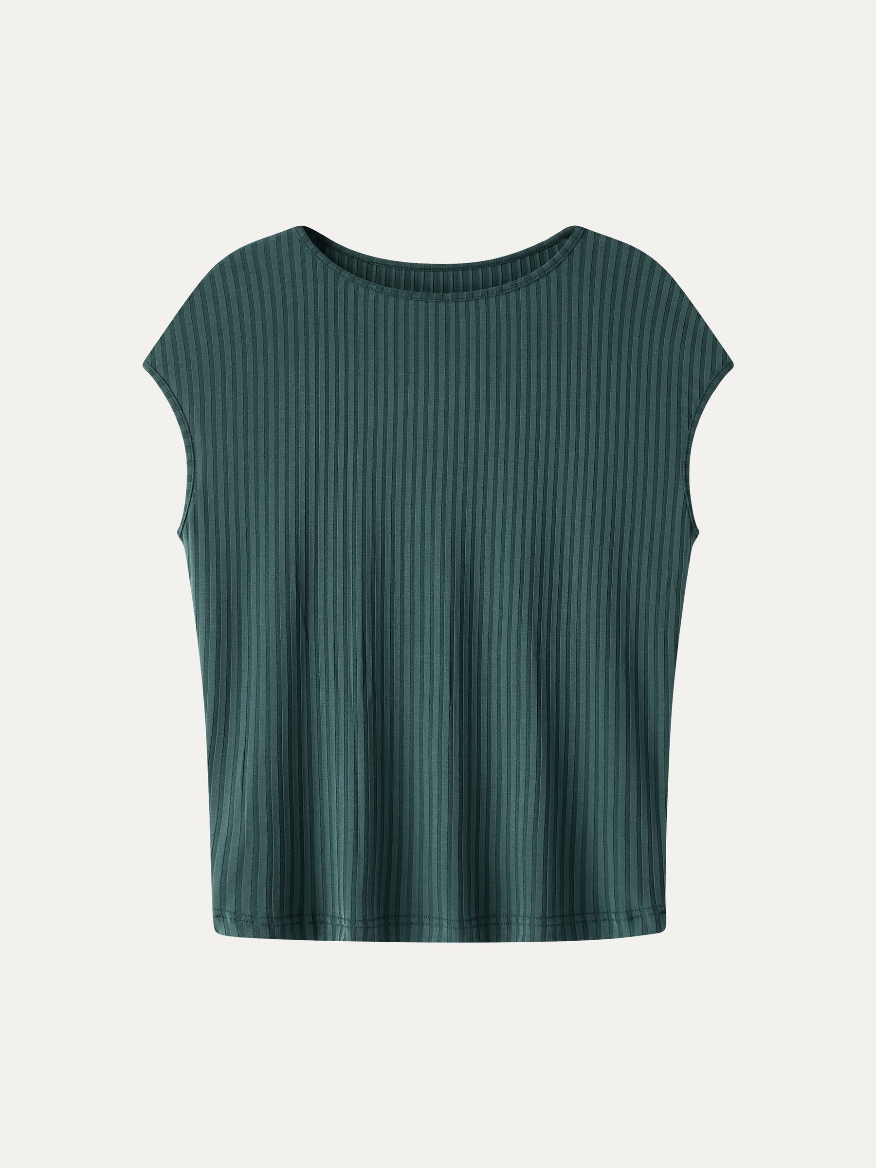 Wrinkle-Free Ultra-soft Boatneck Cap Sleeve Ribbed Top