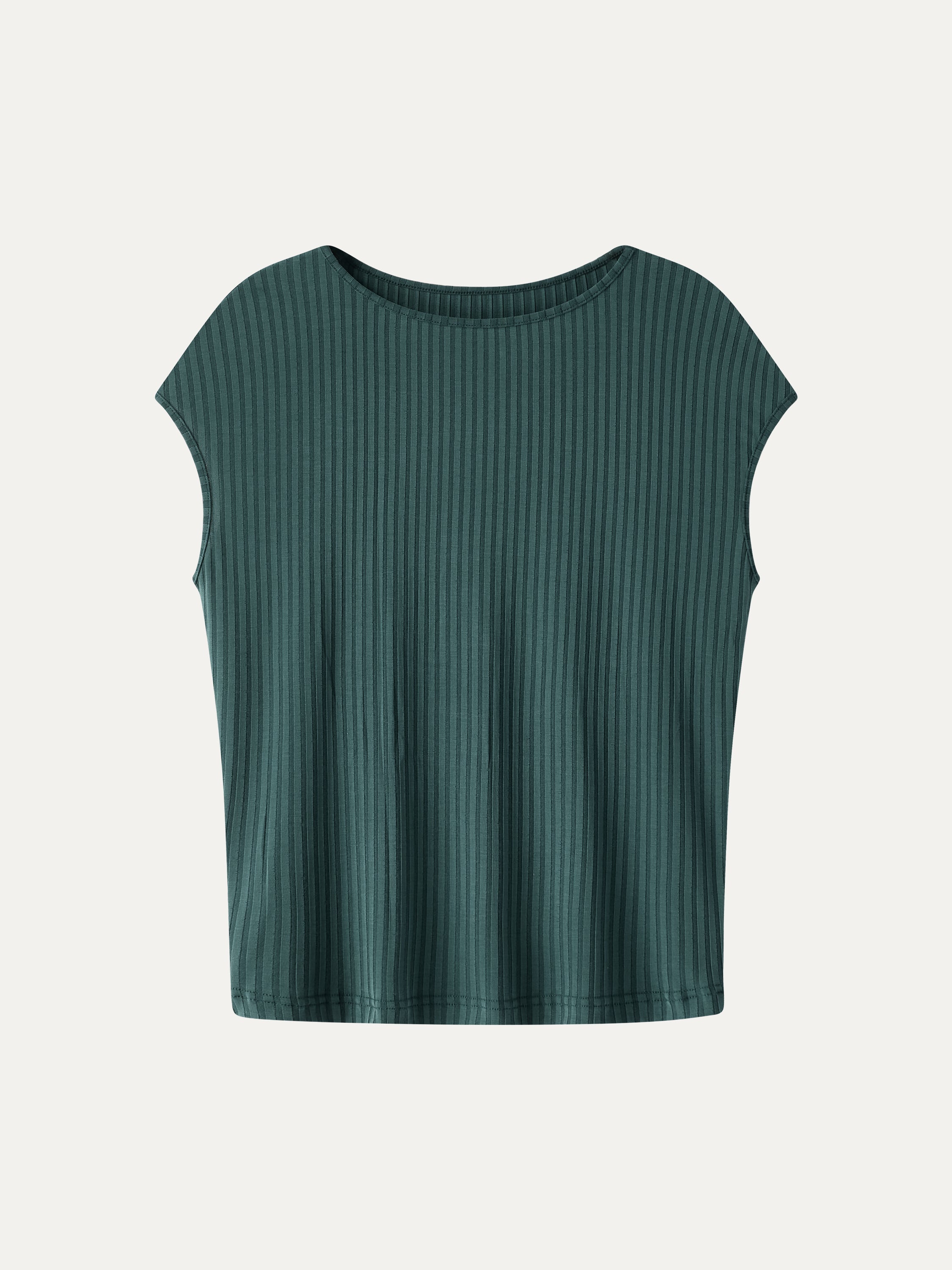 Wrinkle-Free Ultra-soft Boatneck Cap Sleeve Ribbed Top