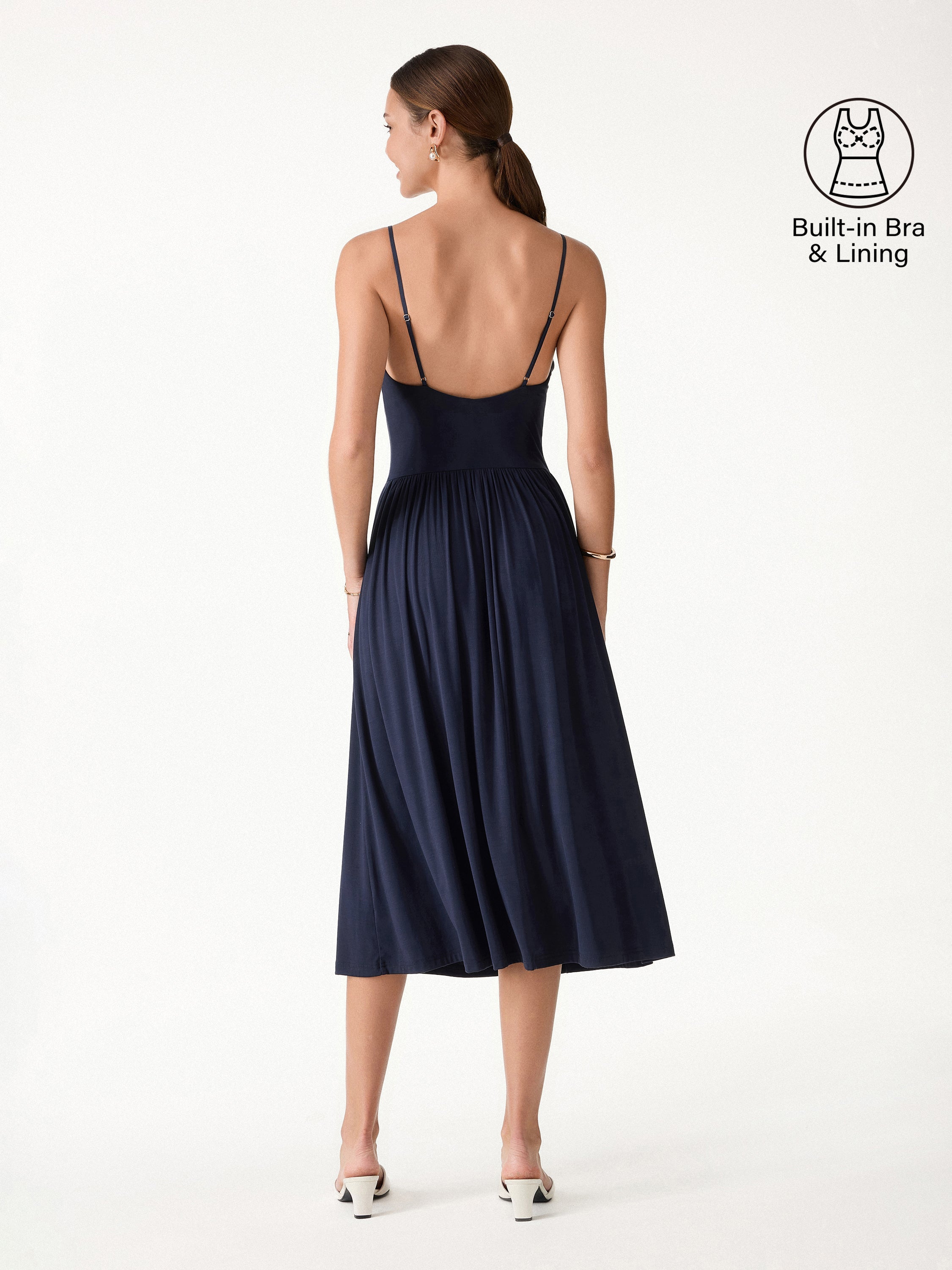SkinKiss Cowl Neck Open-Back Midi Bra Dress
