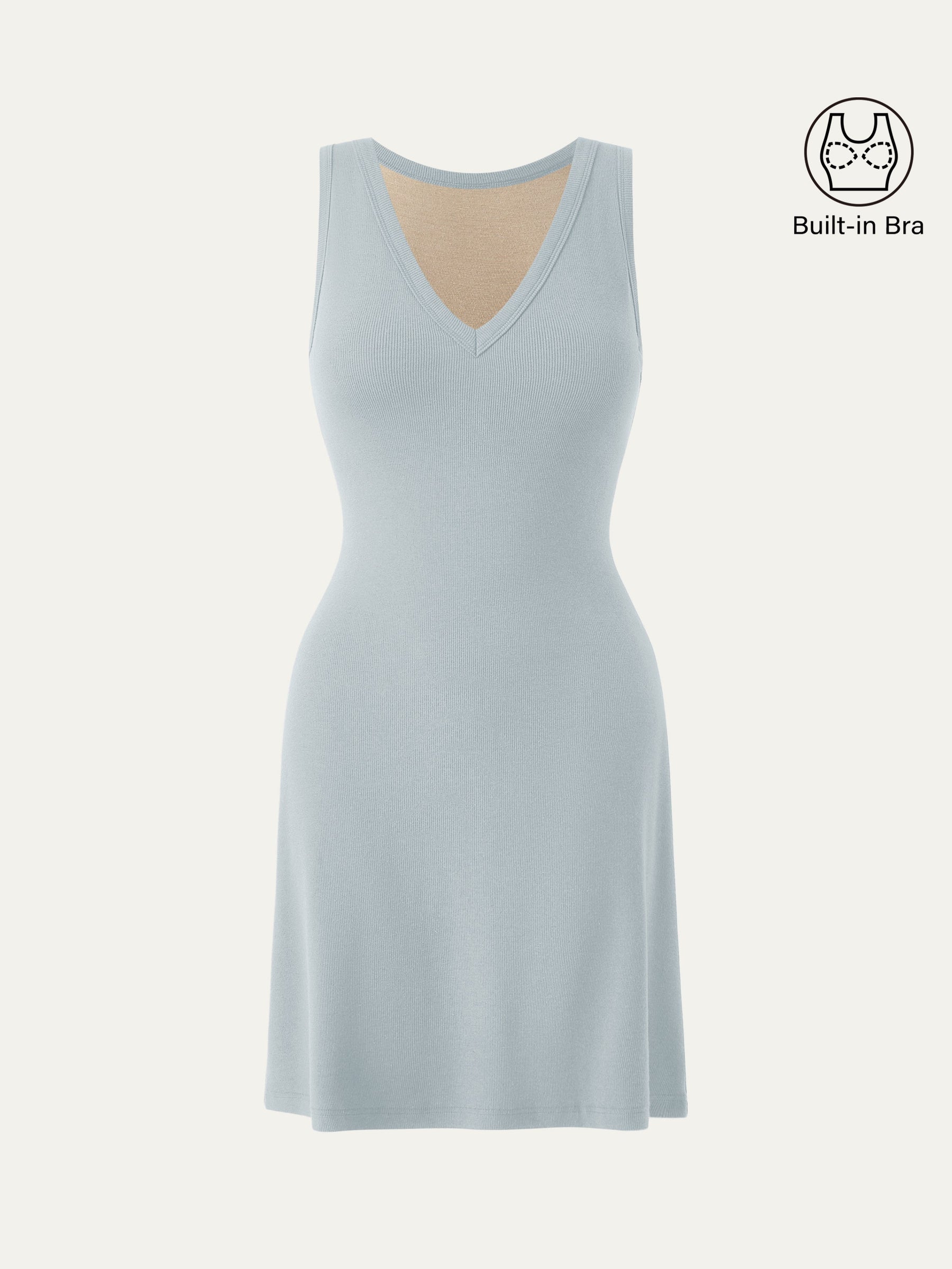 Flattering V-neck A-line New Airy Bra Tank Dress