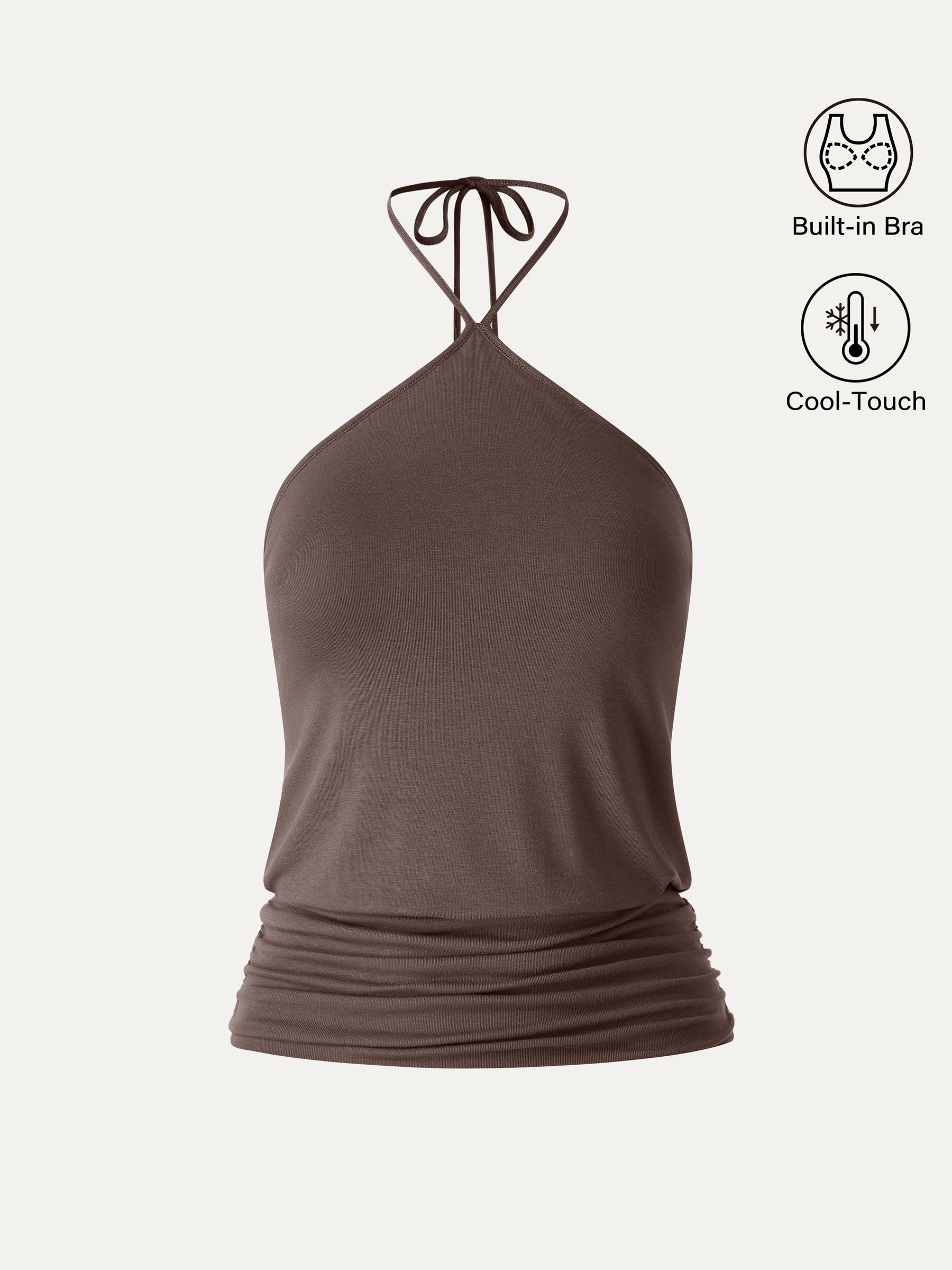 CoolTouch Halter Ruched Hem Bra Top