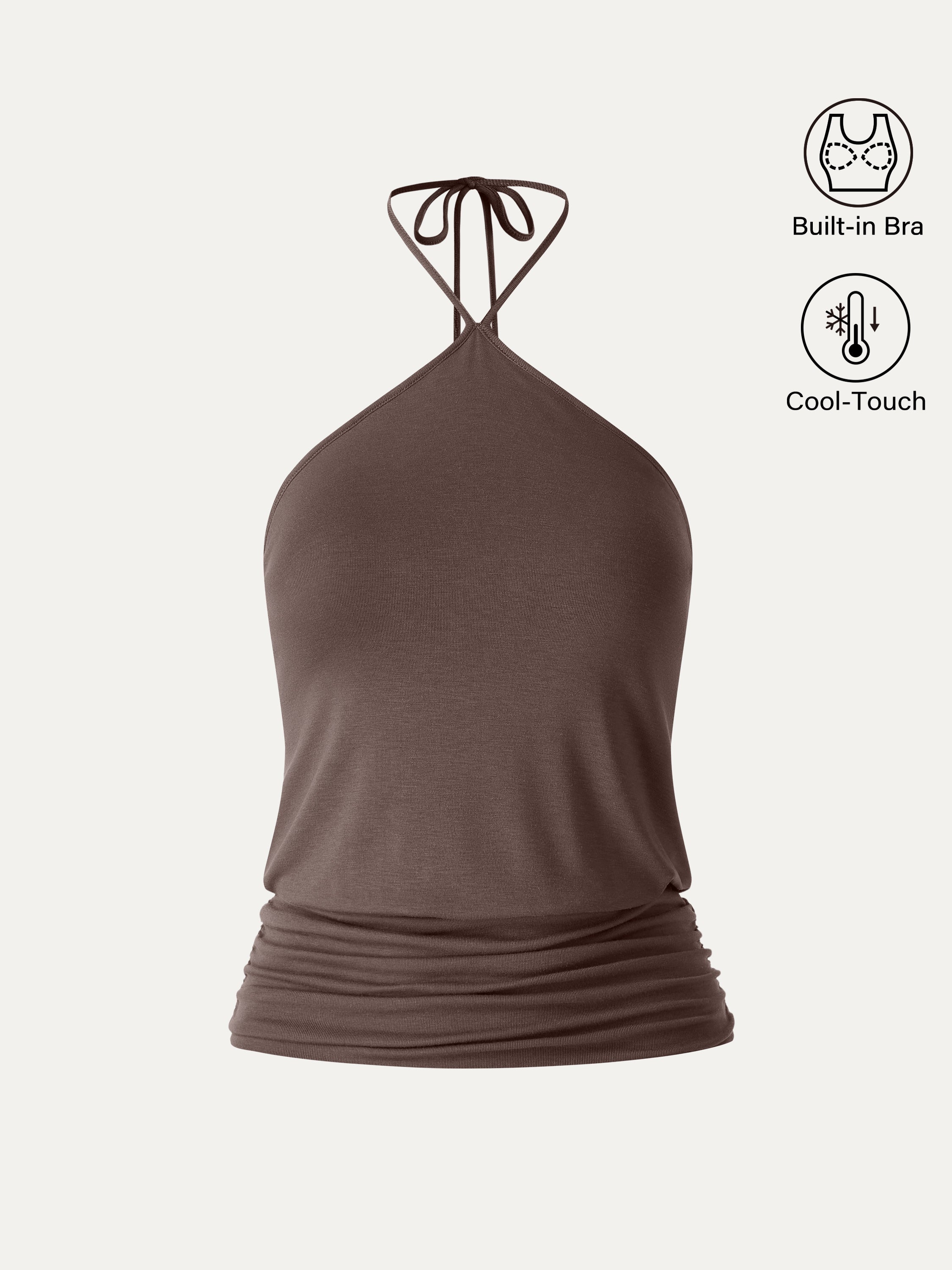 CoolTouch Halter Ruched Hem Bra Top