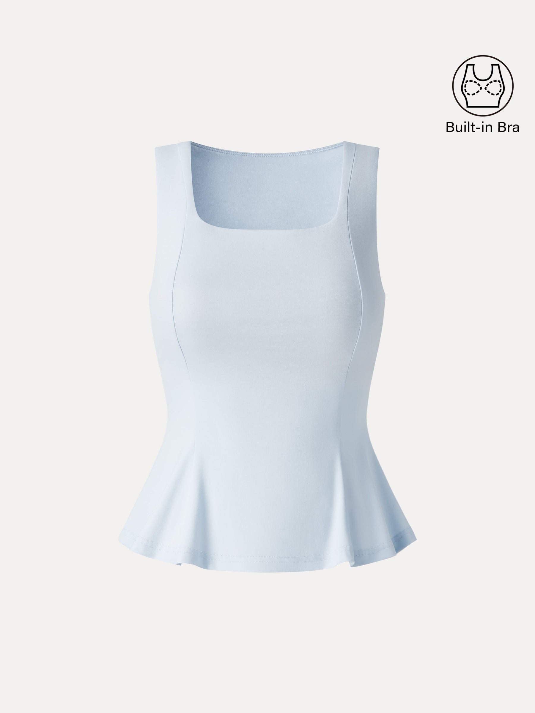 Stretch Ponte Square Neck Peplum Bra Top