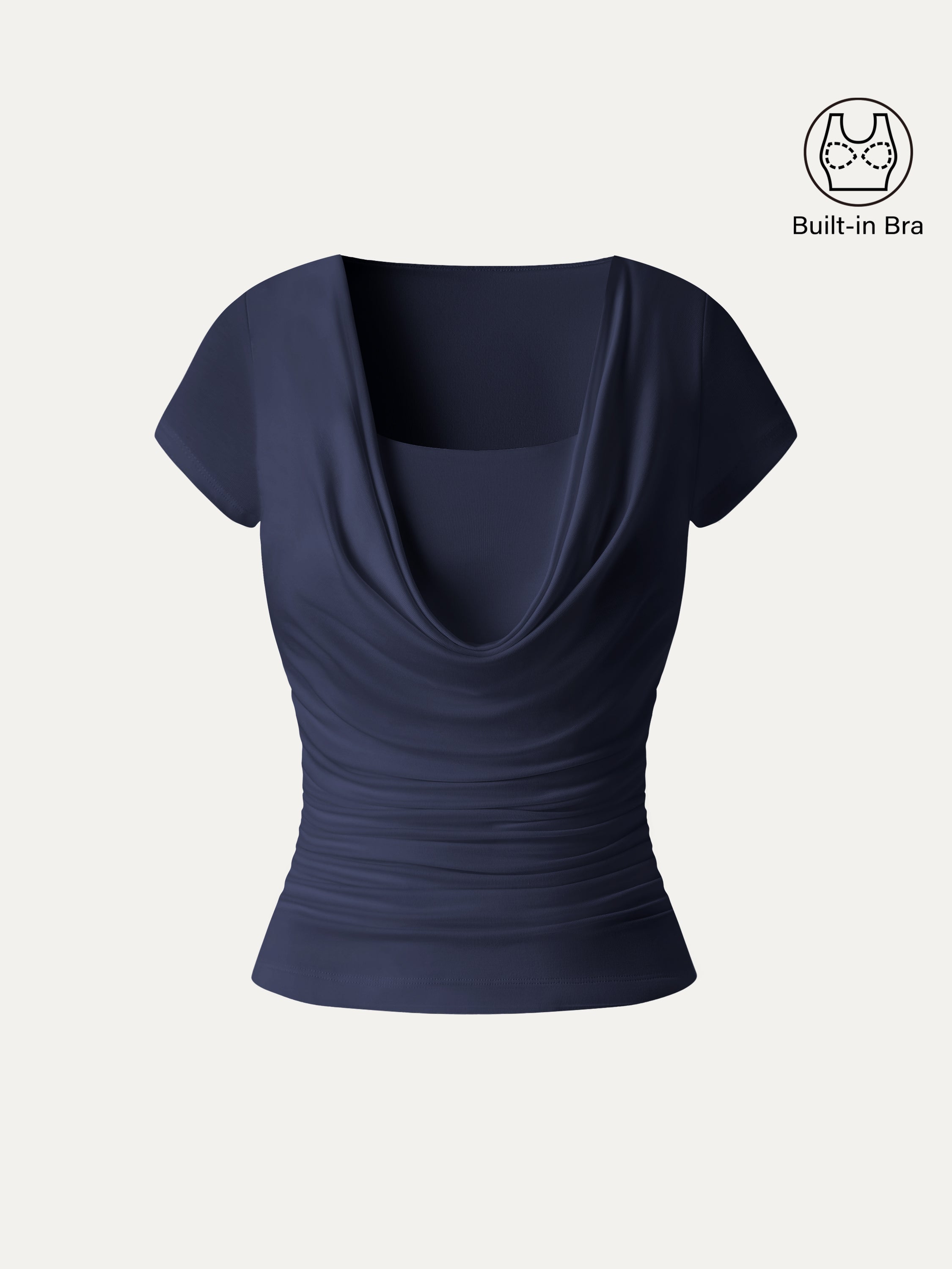 Smoothing Cowl Neck Ruched Bra Top