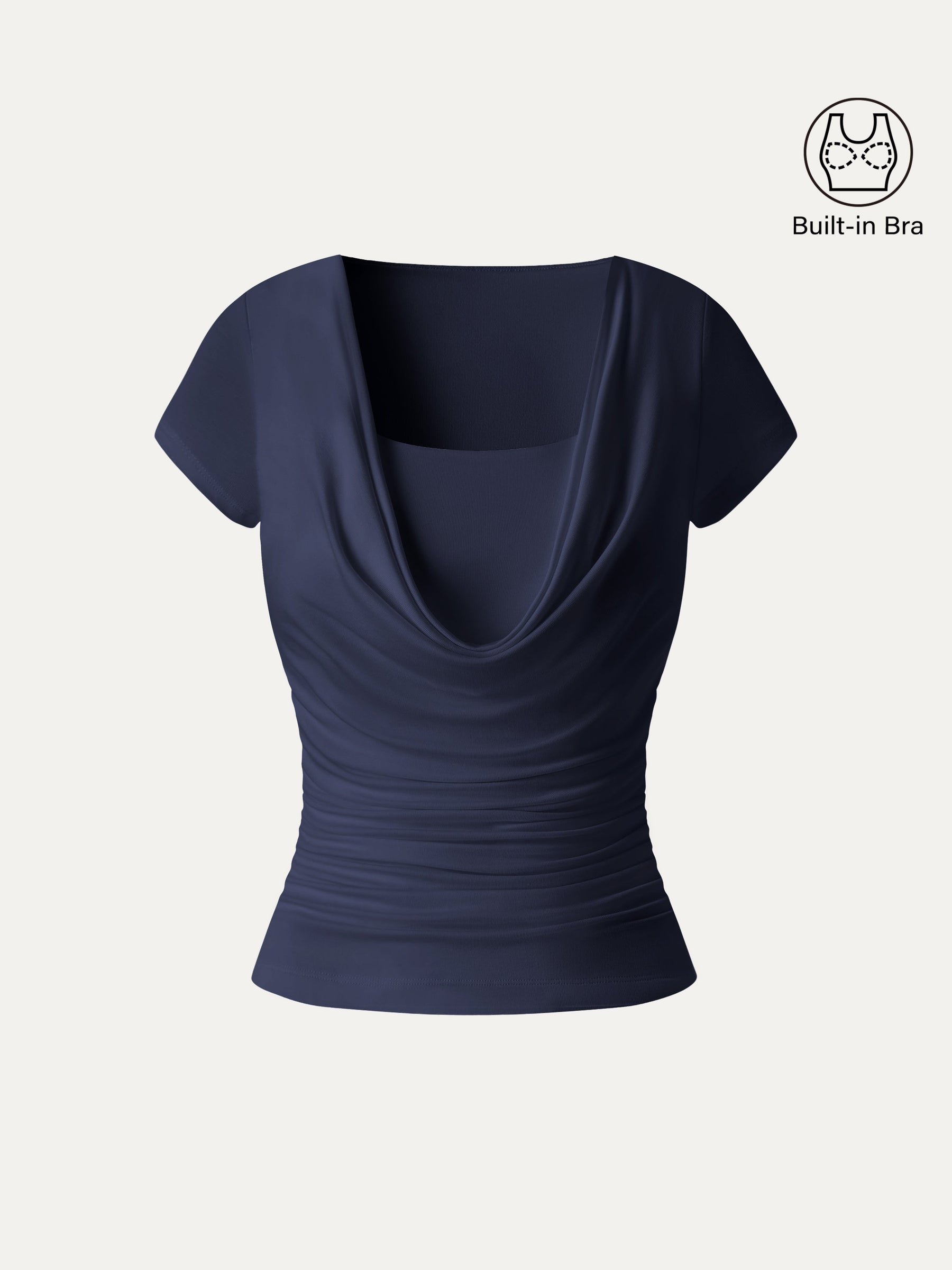 Smoothing Cowl Neck Ruched Bra Top