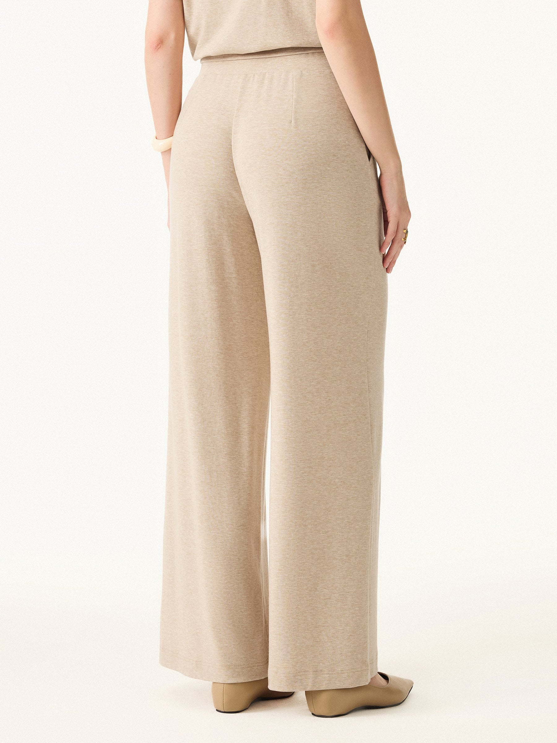 Lyocell Wool Mid Rise Wide Leg Pull-on Pant with Pockets