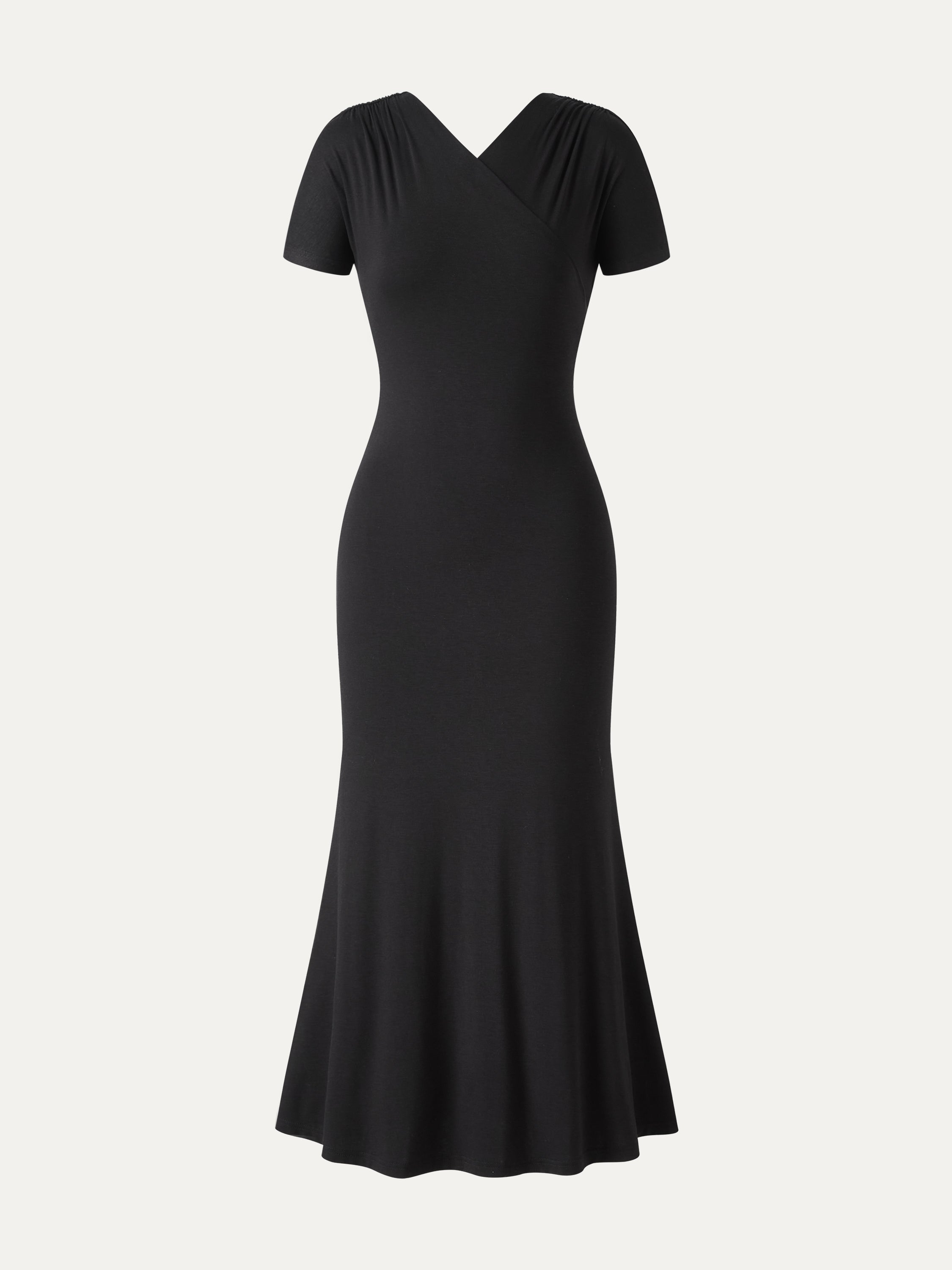 Surplice Short Sleeve Midi Dress
