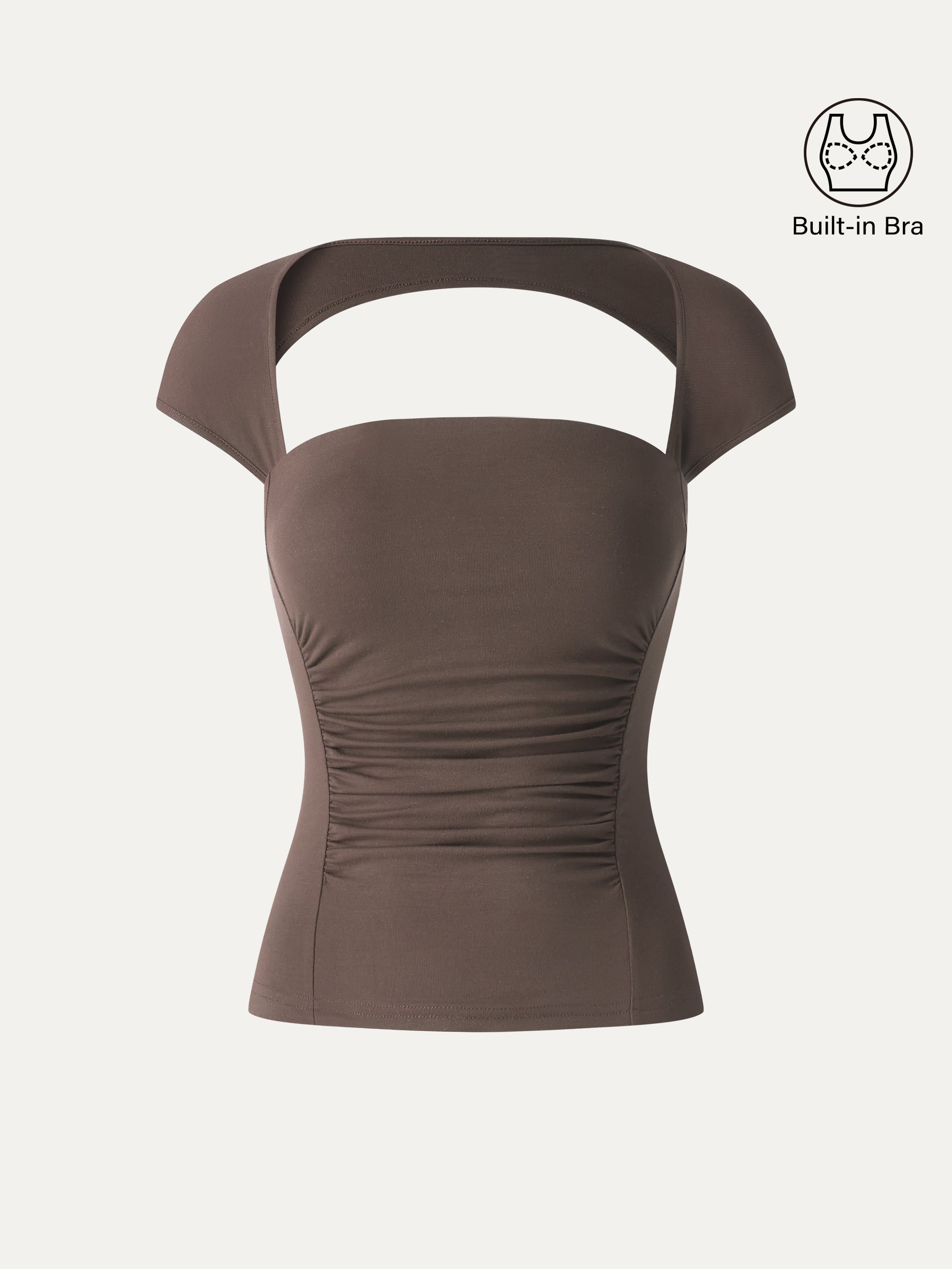 SkinKiss Square Neck Cutout Back Ruched Bra Top