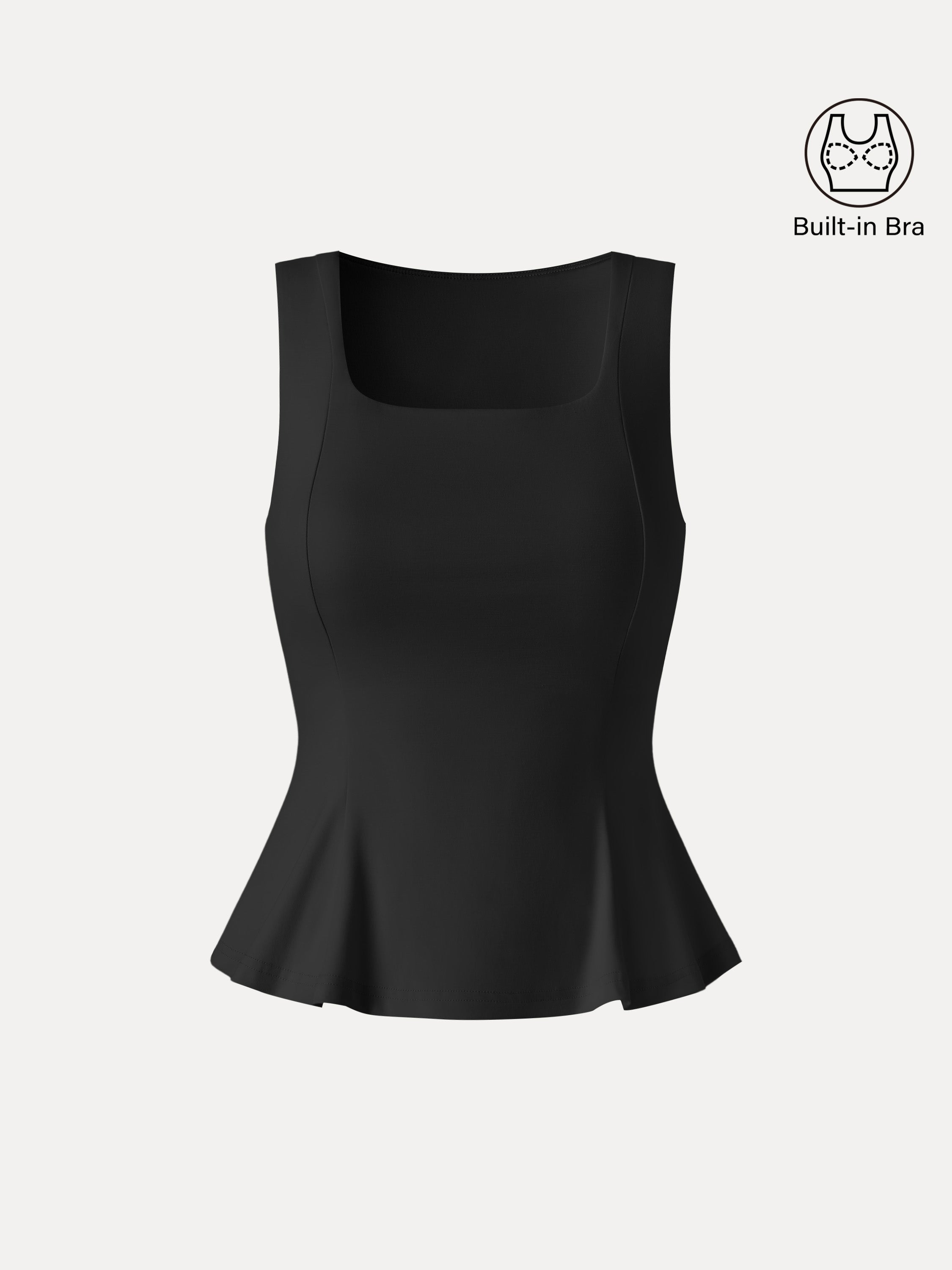 Stretch Ponte Square Neck Peplum Bra Top