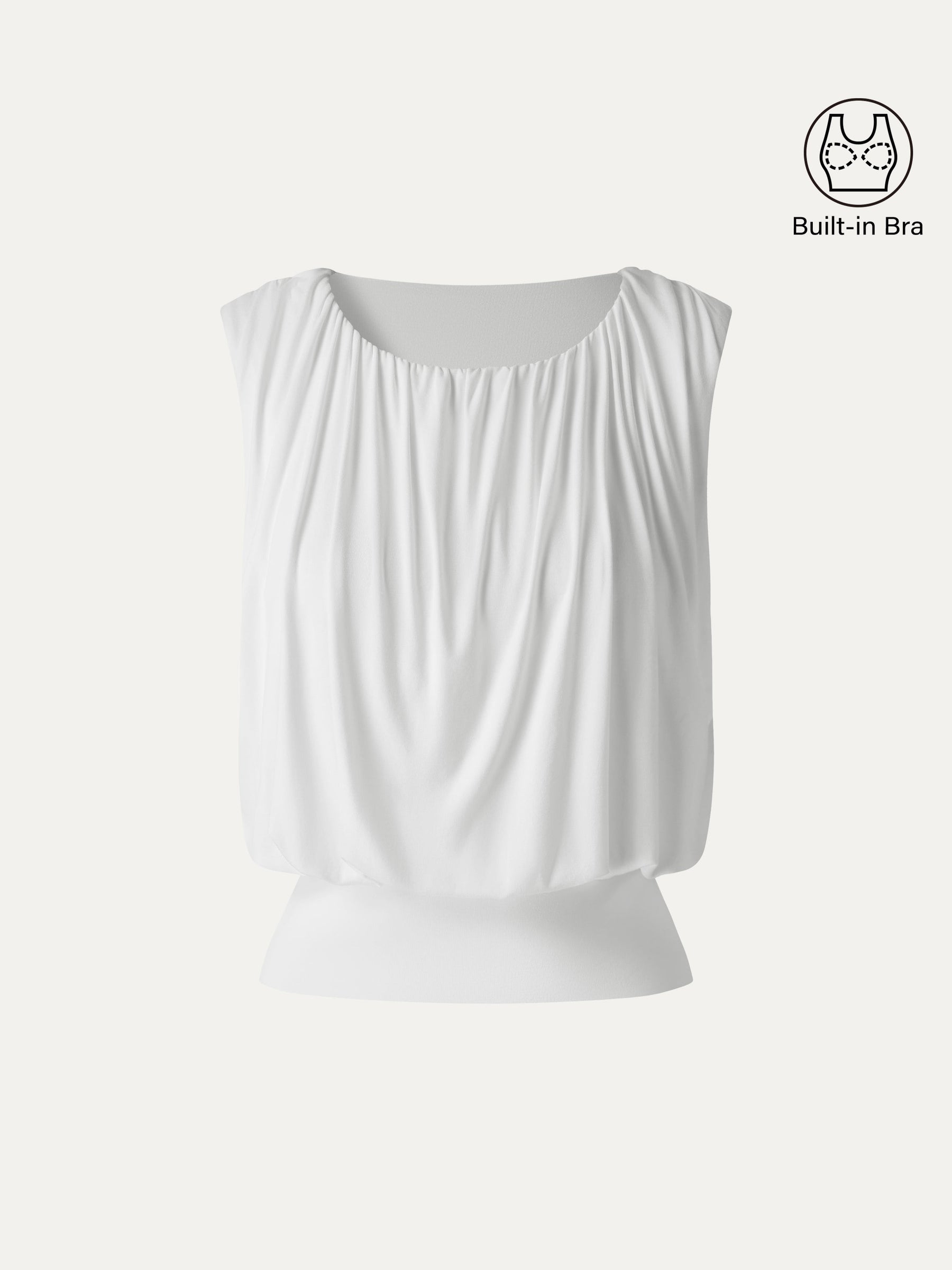 Round Neck Gathered Sleeveless Bra Top