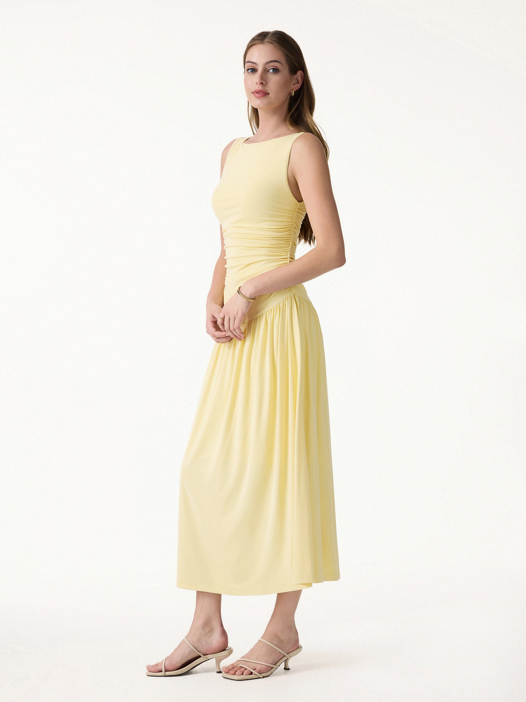 SkinKiss Cooling Boatneck Ruched Midi Bra Dress