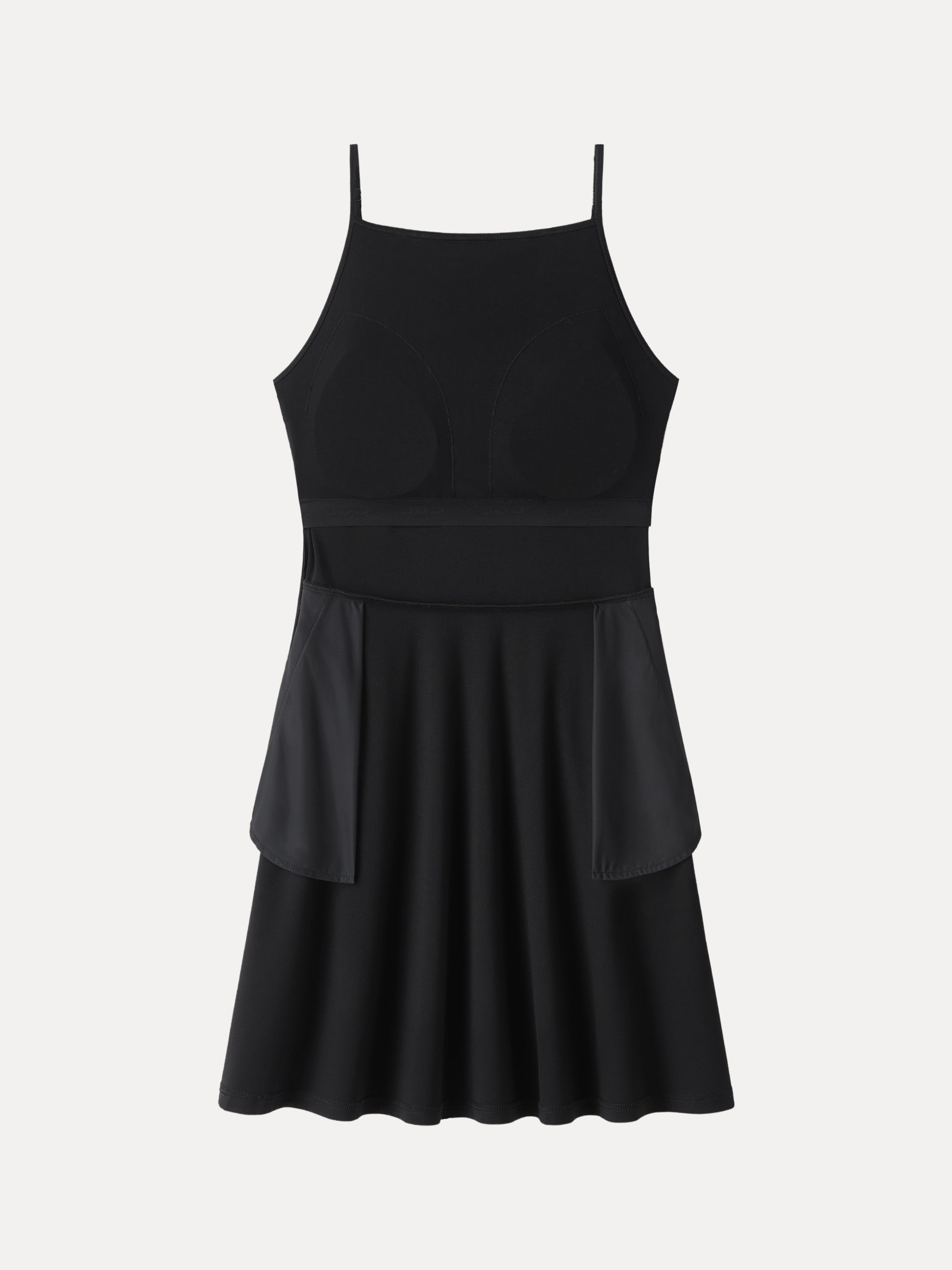 Stretch Ponte Square Neck Mini  A-Line Bra Dress with Pockets
