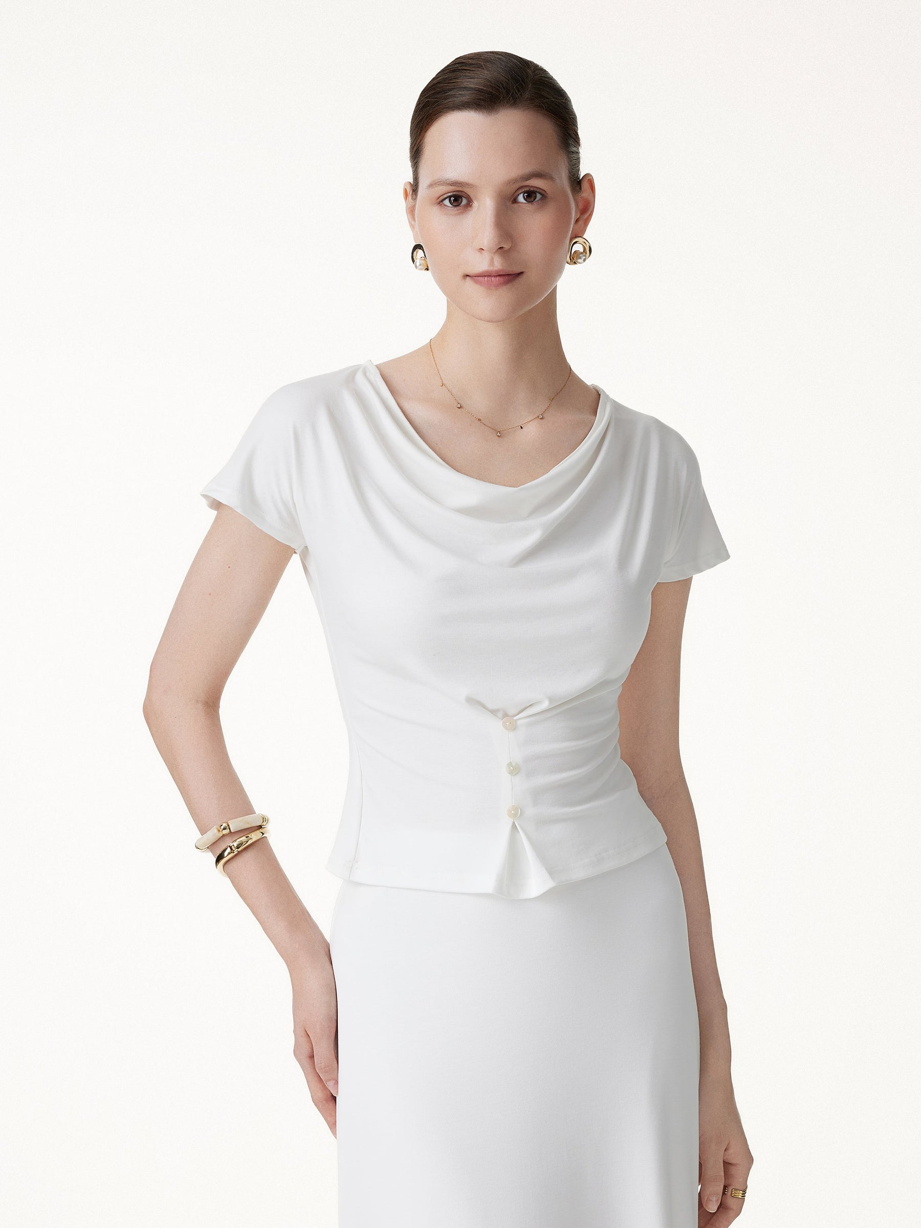 CoolTouch Cowl Neck Cap Sleeve Top
