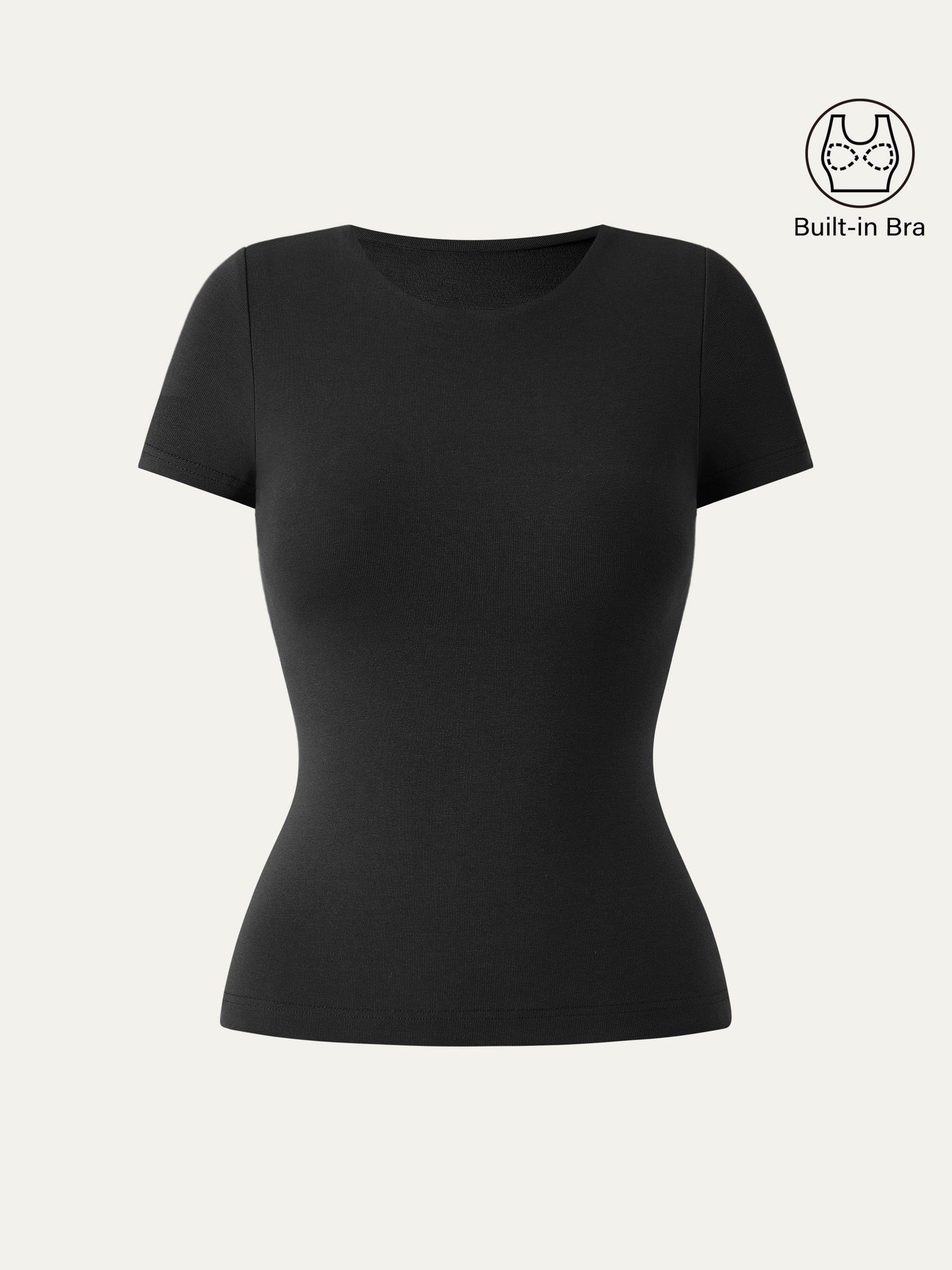 Crewneck Slimming Short Sleeve New Airy Bra Top