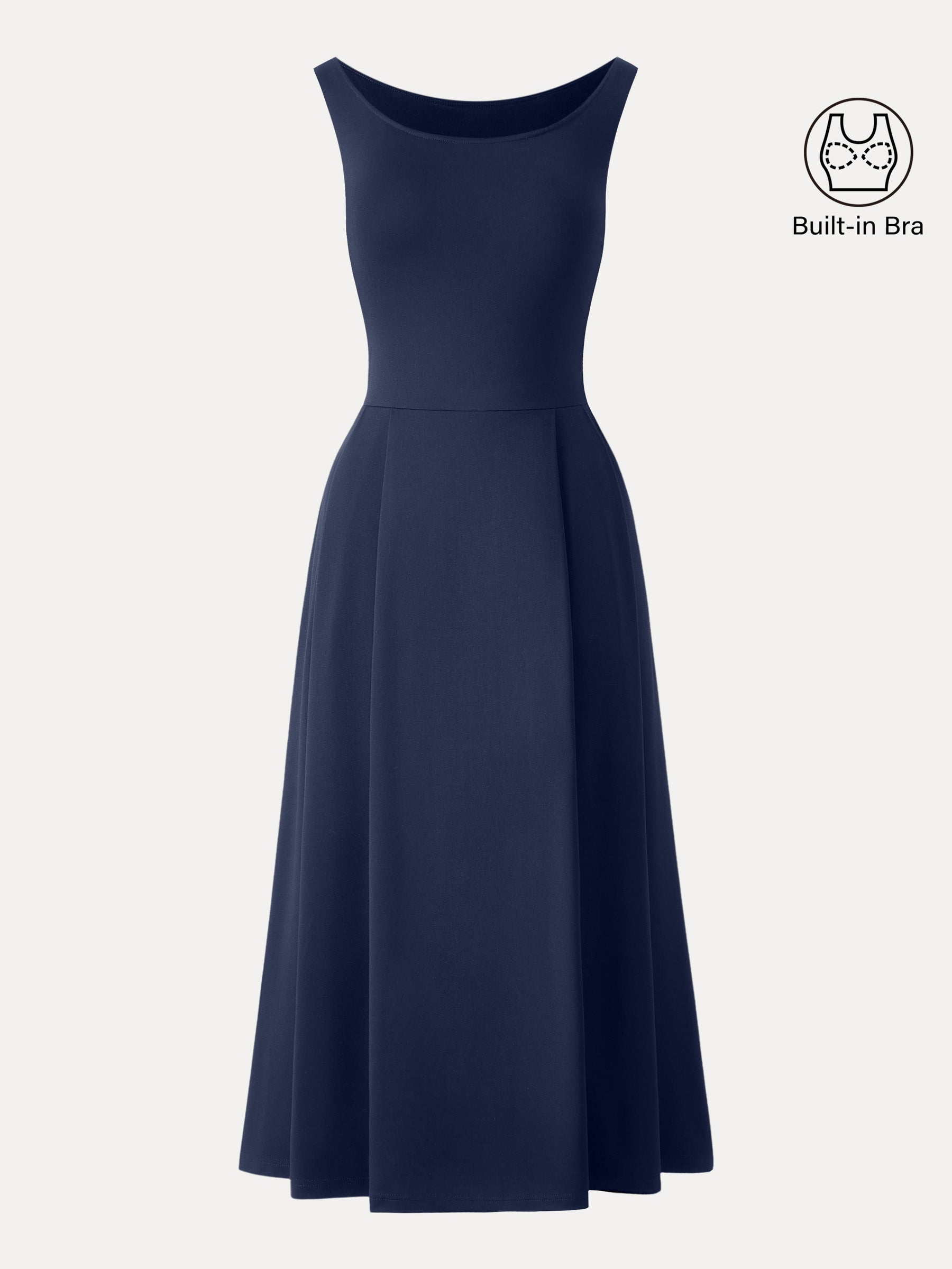 Balletic Scoop Neck Midi Bra Dress with Pockets