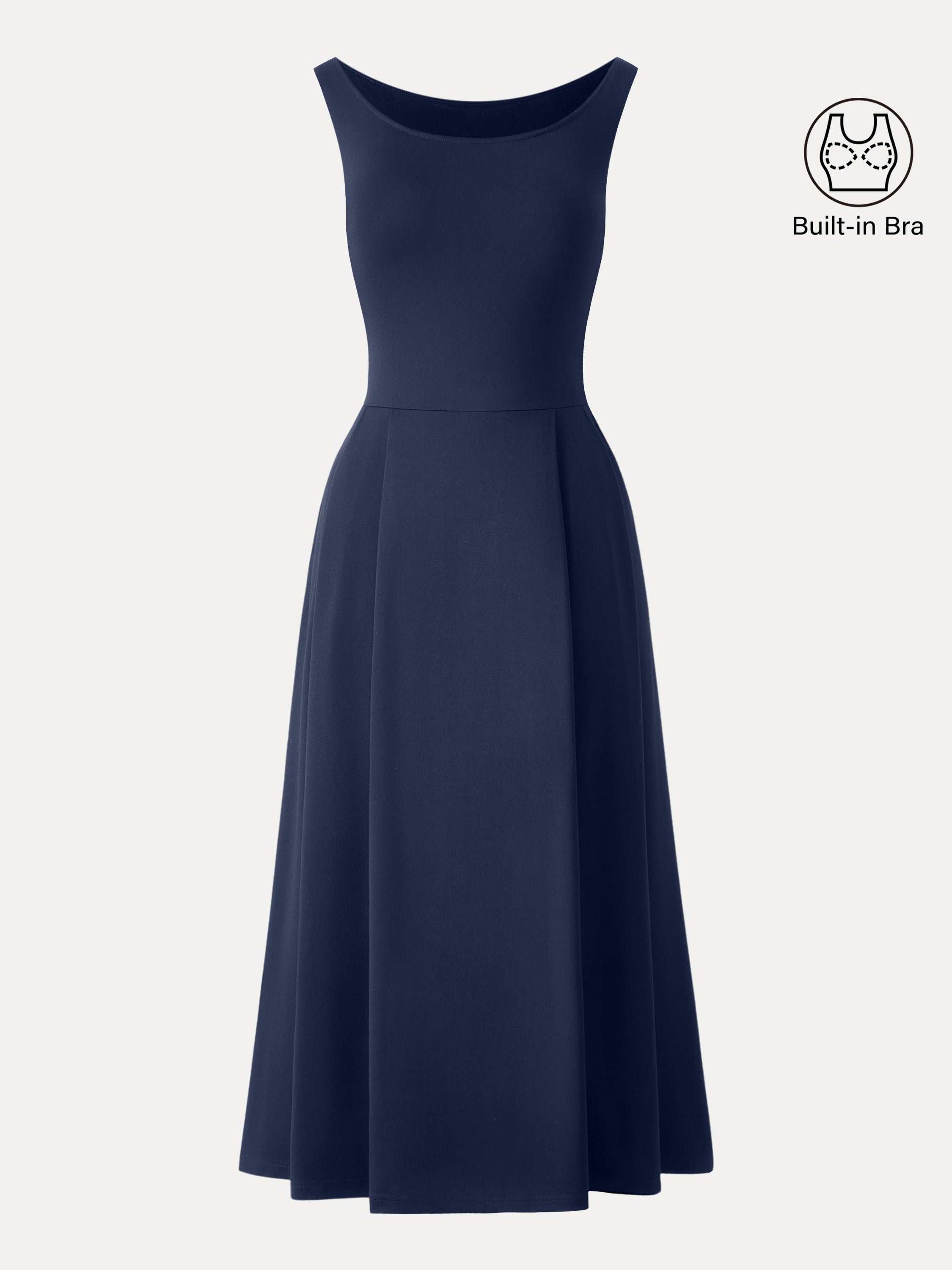 Balletic Scoop Neck Midi Bra Dress with Pockets