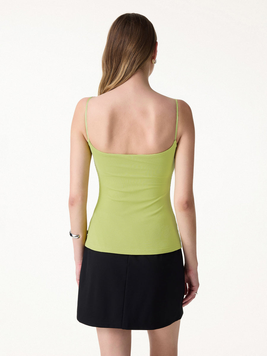 Sweat-Wicking Square Neck Stretchy Spaghetti Bra Tank