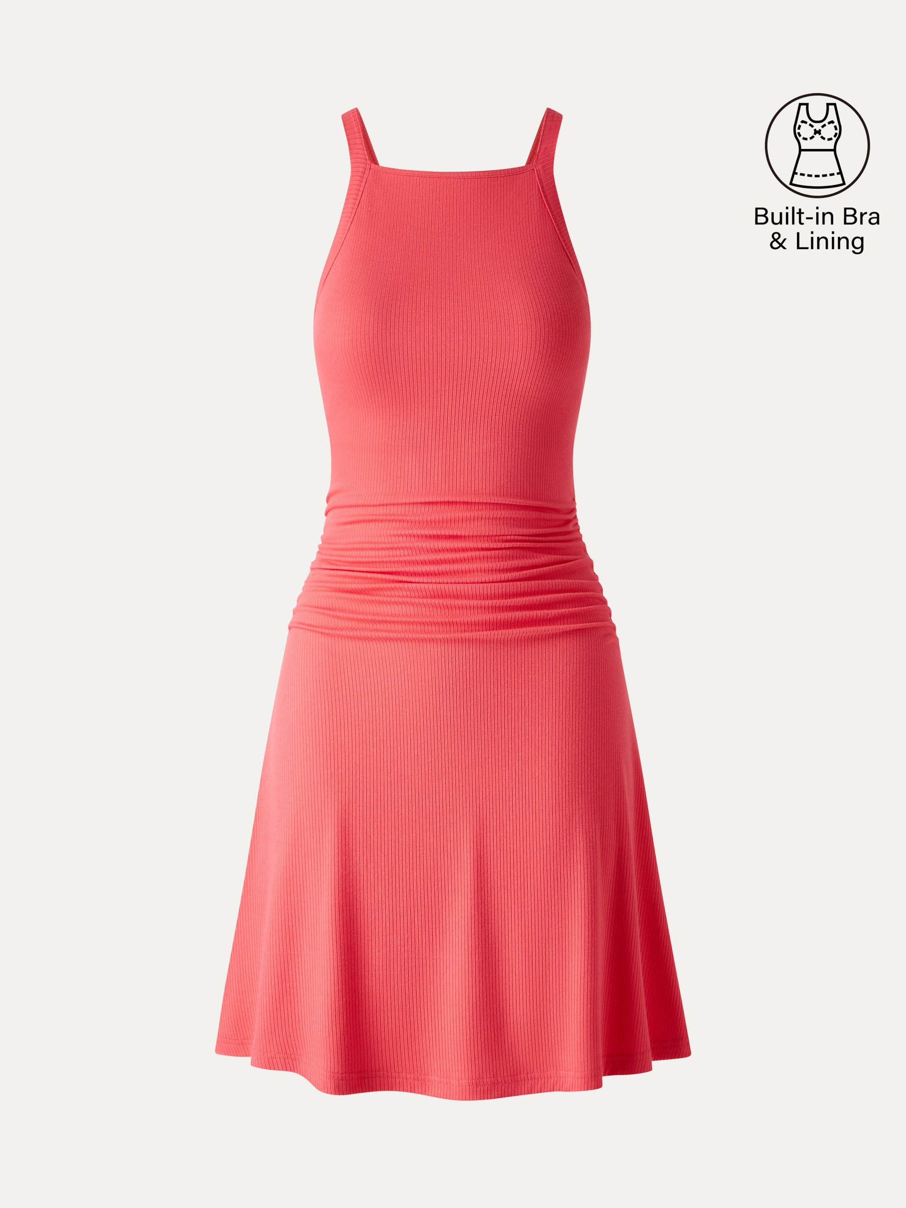 CoolTouch Square Neck Ruched Mini Bra Dress