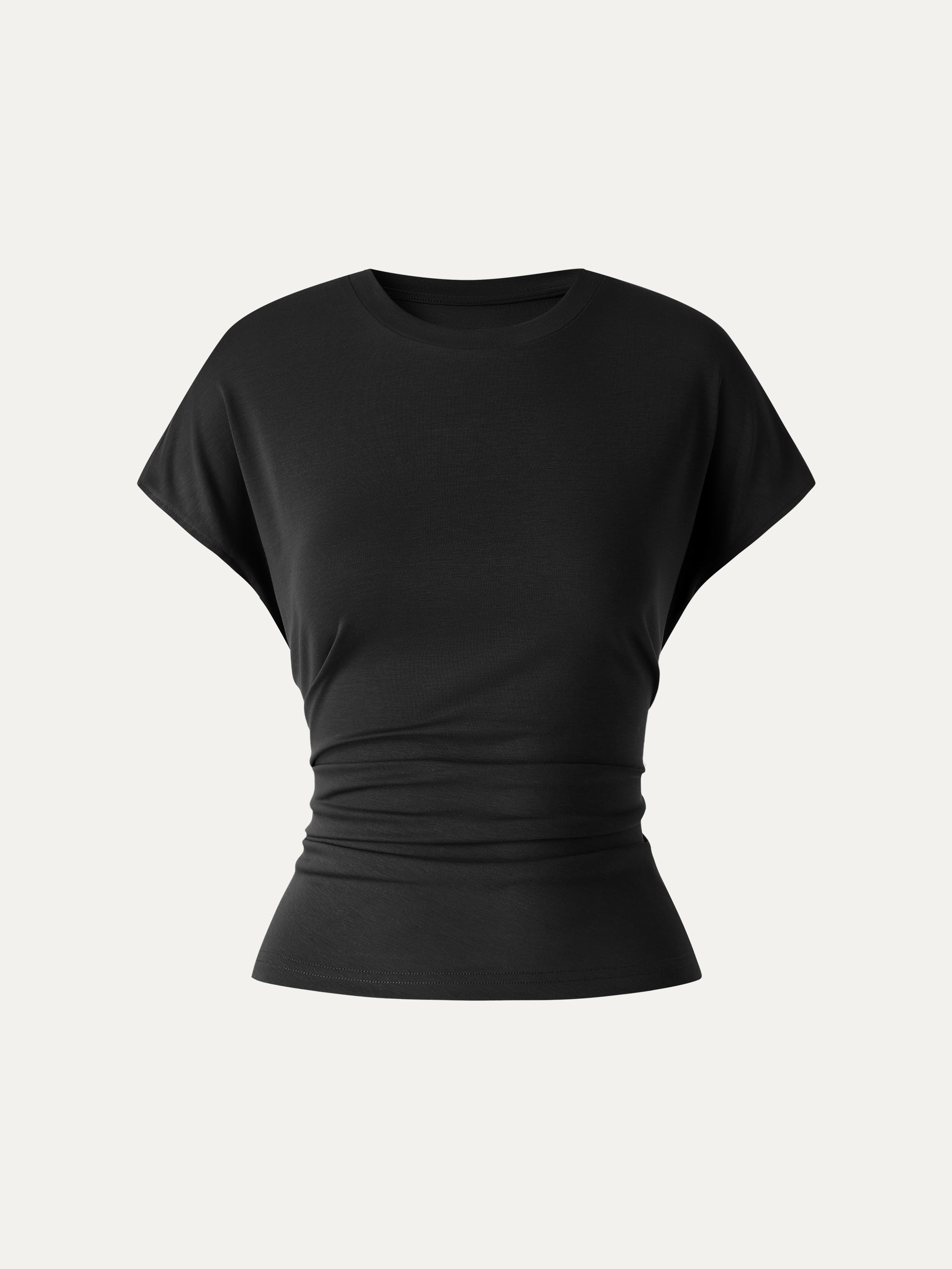 Relaxed Round Neck Tucked Cap Sleeve Tee